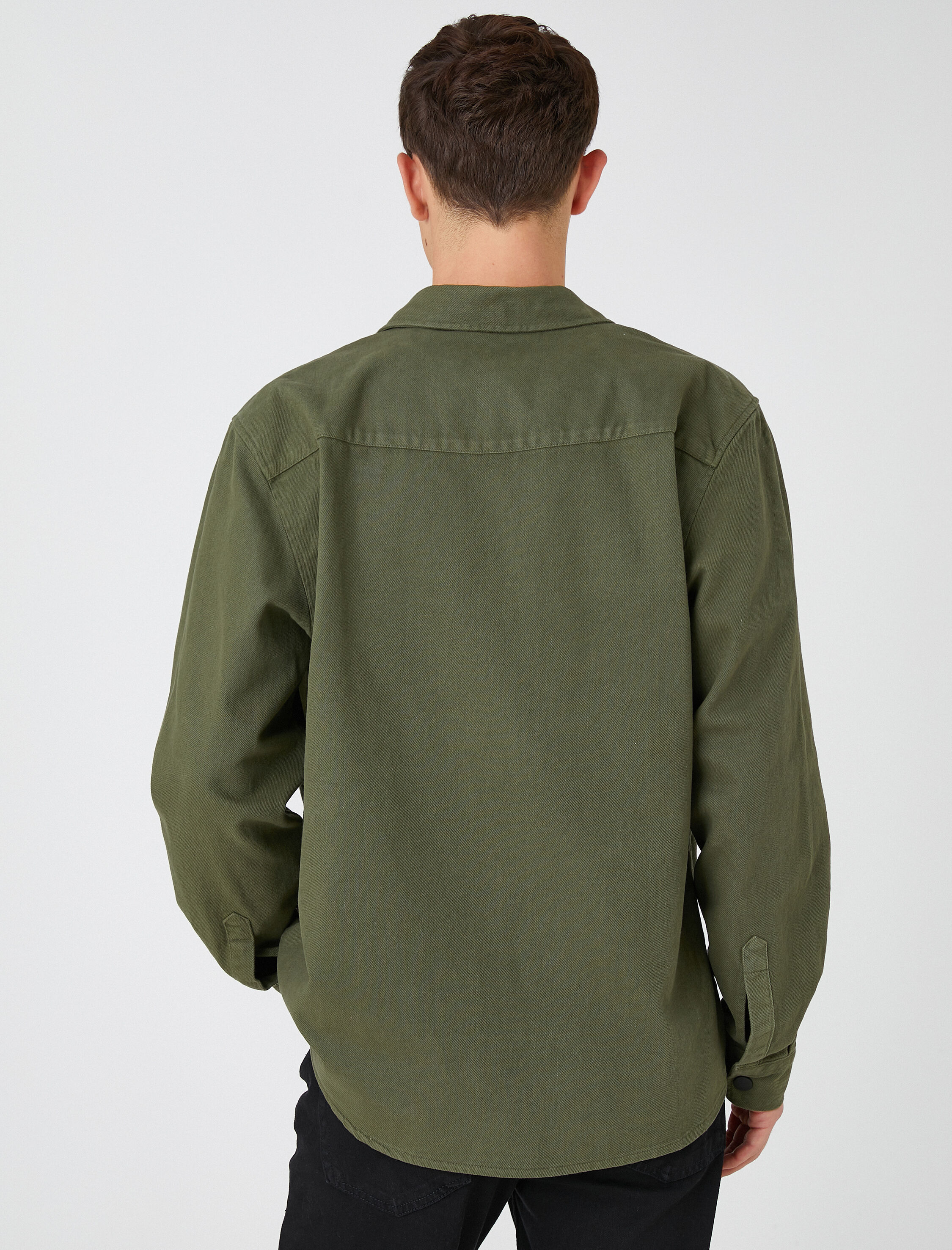   Yazı Baskılı Gömlek Ceket Çıtçıtlı Cep Detaylı Pamuklu