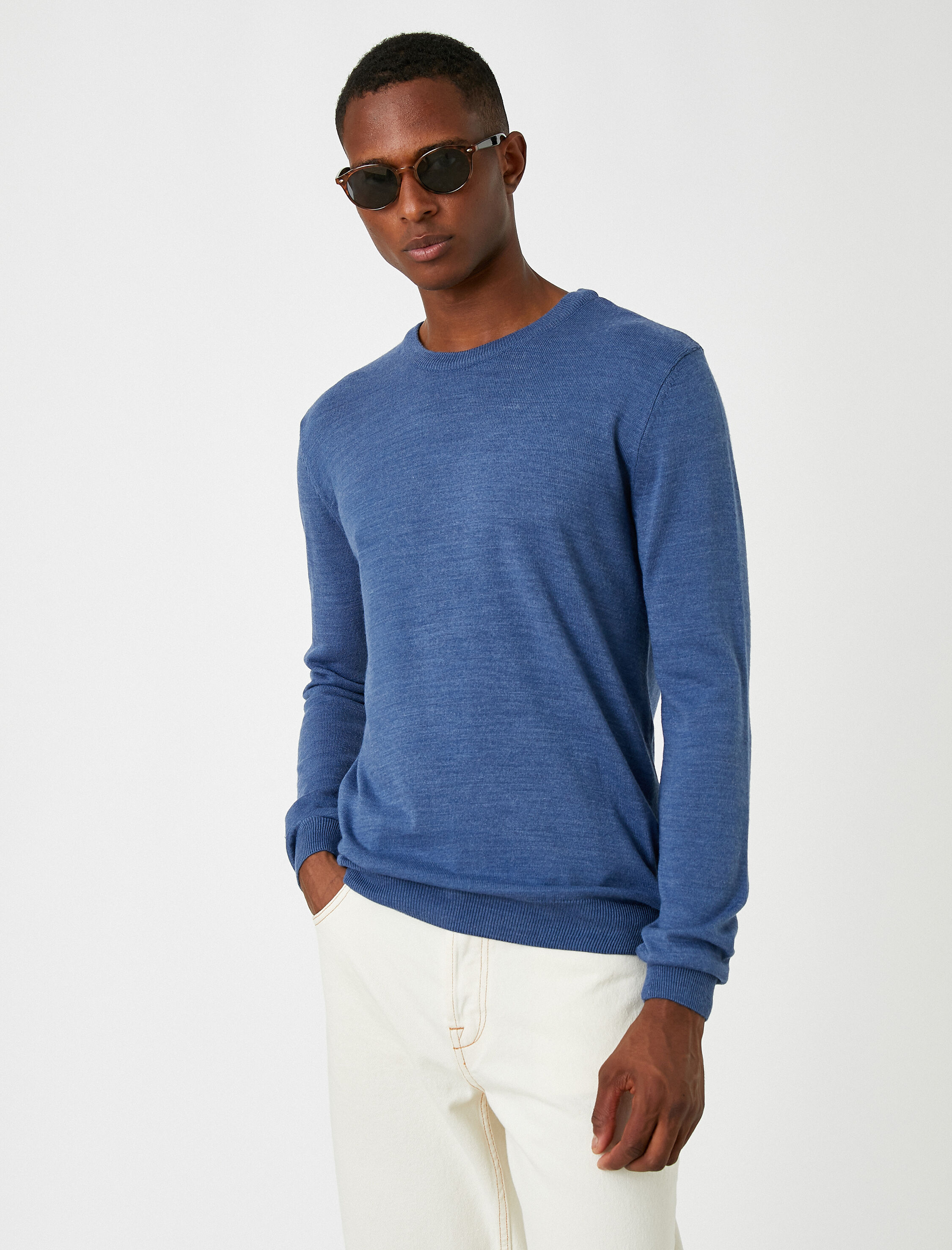   Basic Triko Kazak Bisiklet Yaka Dar Kesim Uzun Kollu