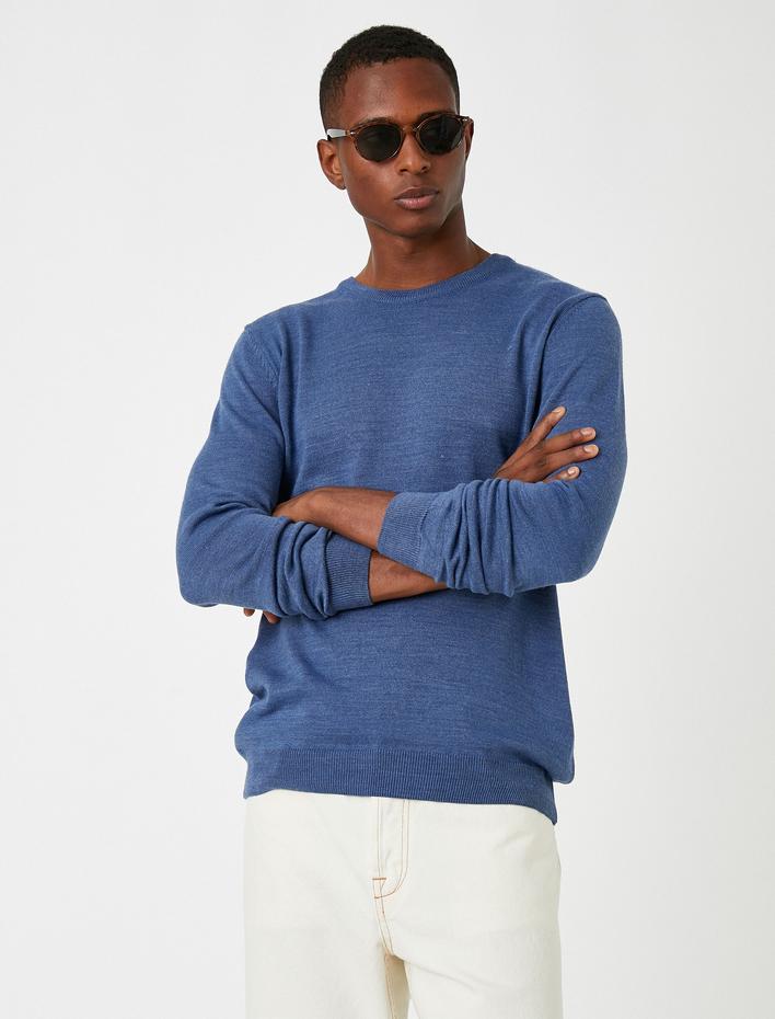  Basic Triko Kazak Bisiklet Yaka Dar Kesim Uzun Kollu