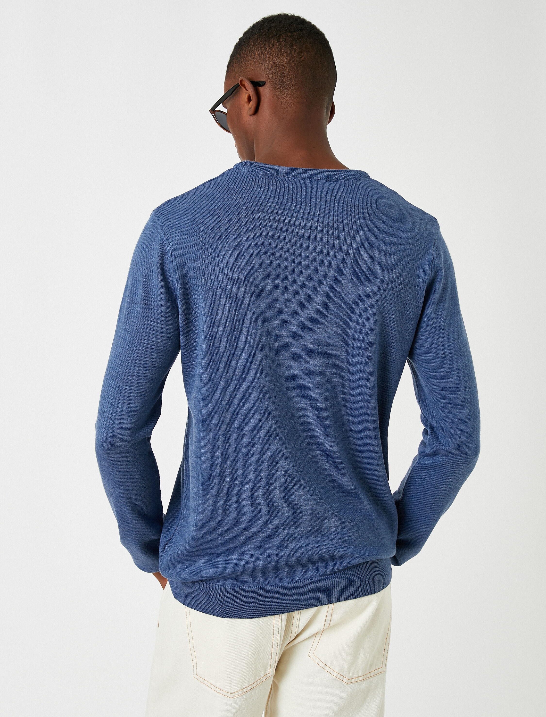   Basic Triko Kazak Bisiklet Yaka Dar Kesim Uzun Kollu