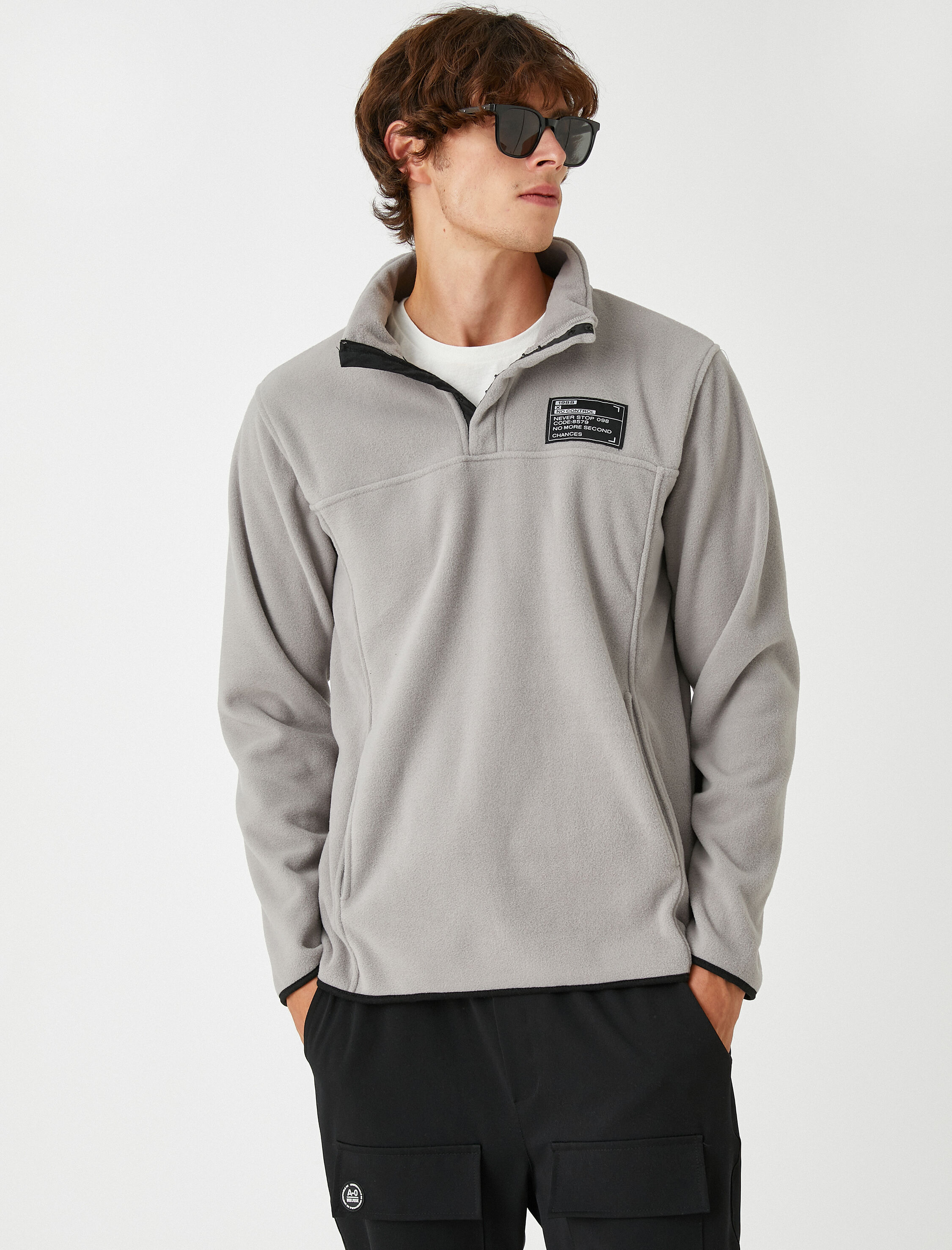   Polar Sweatshirt Polo Yaka Baskı Detaylı