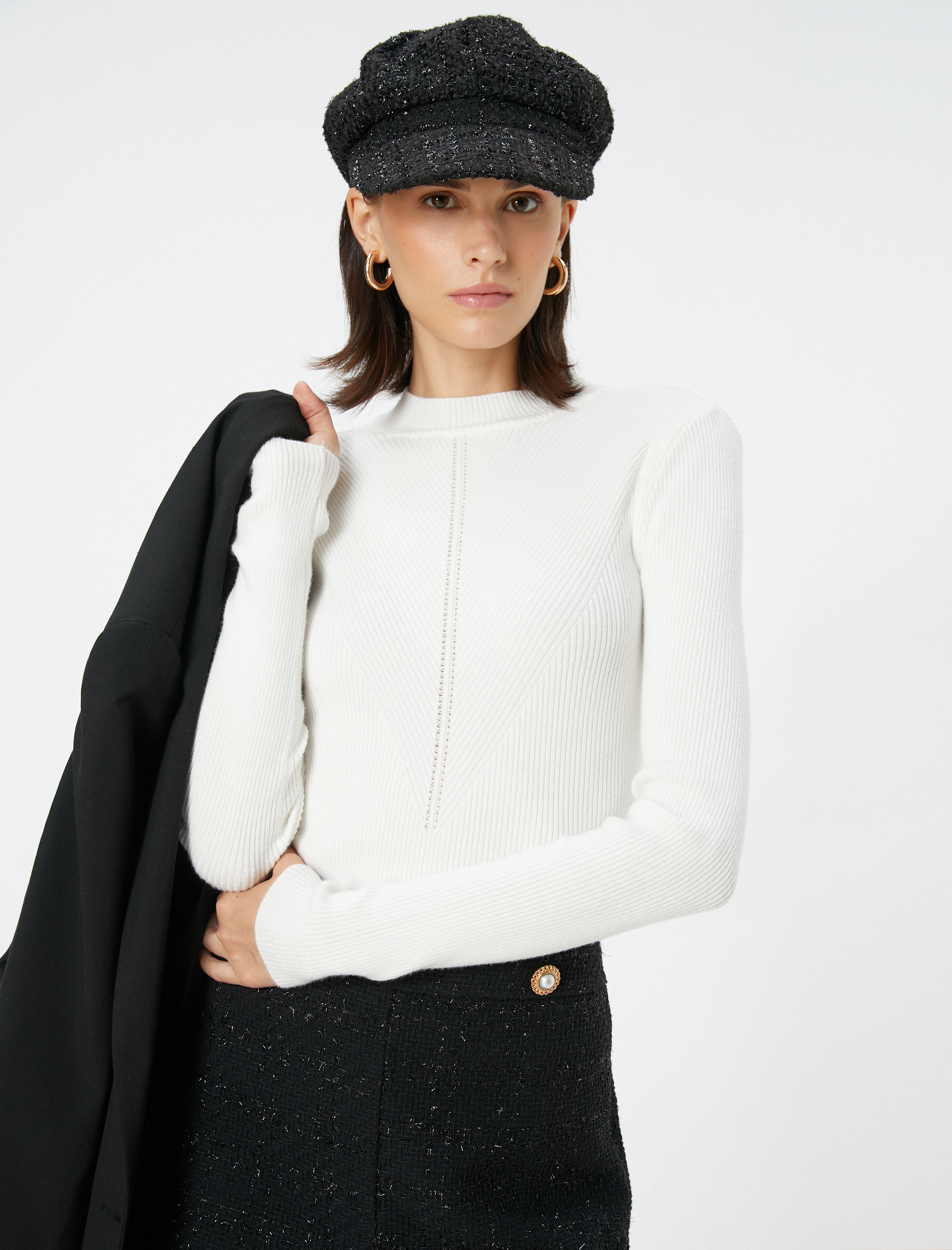   Triko Kazak Fitilli Bisiklet Yaka Uzun Kollu Standart Kesim