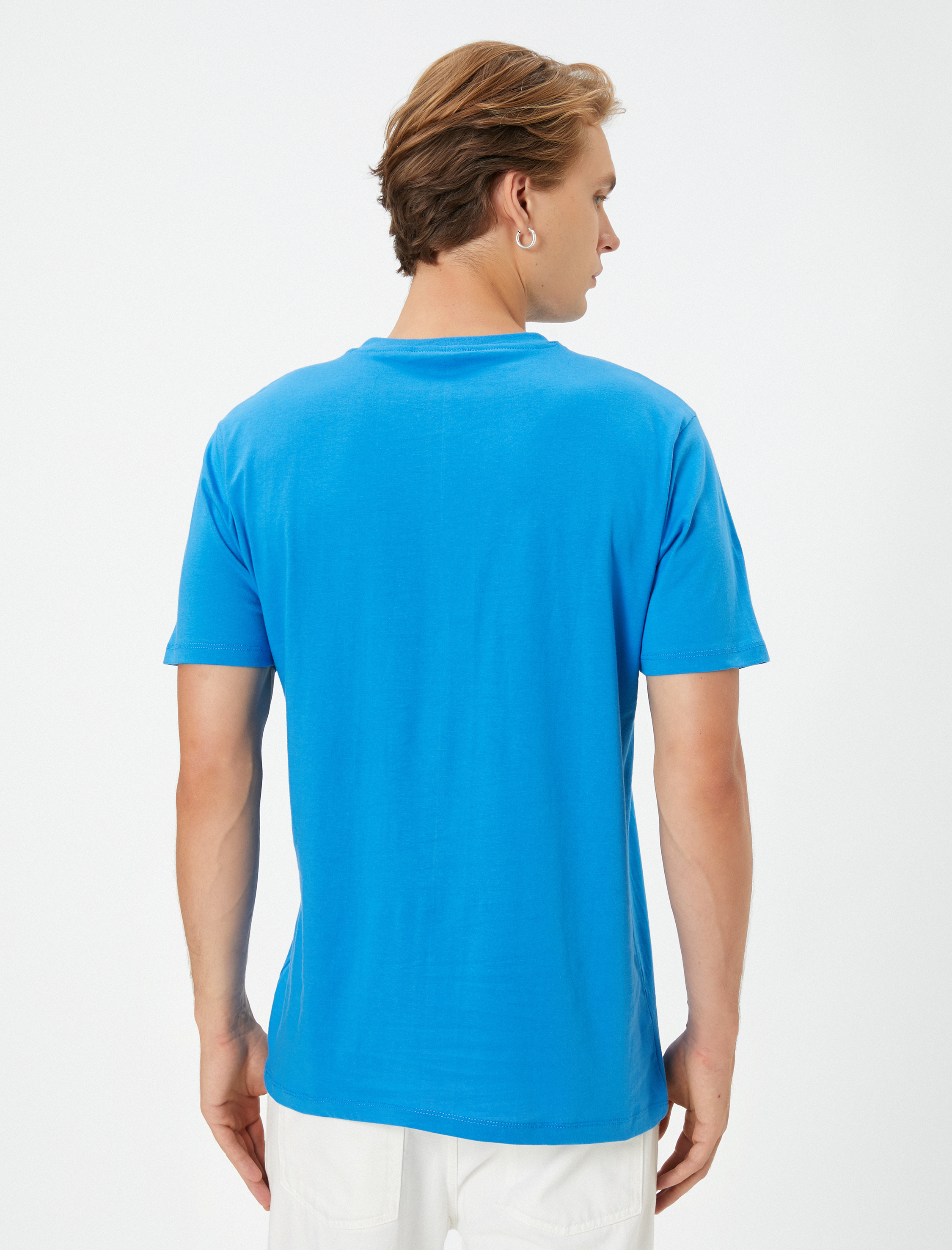   Slogan Baskılı Tişört Slim Fit Bisiklet Yaka Kısa Kollu