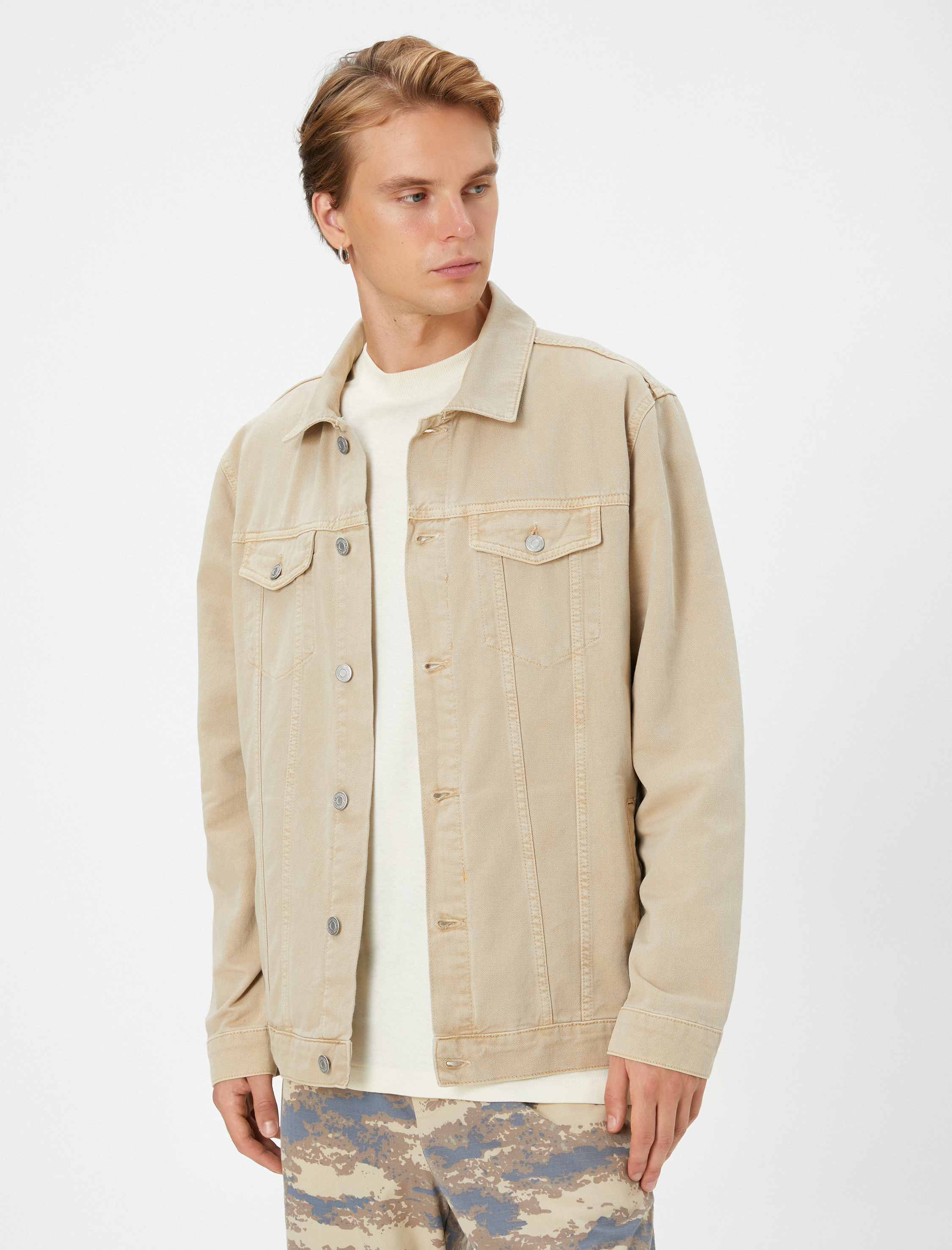   Kot Ceket Klasik Yaka Cep Detaylı Düğmeli