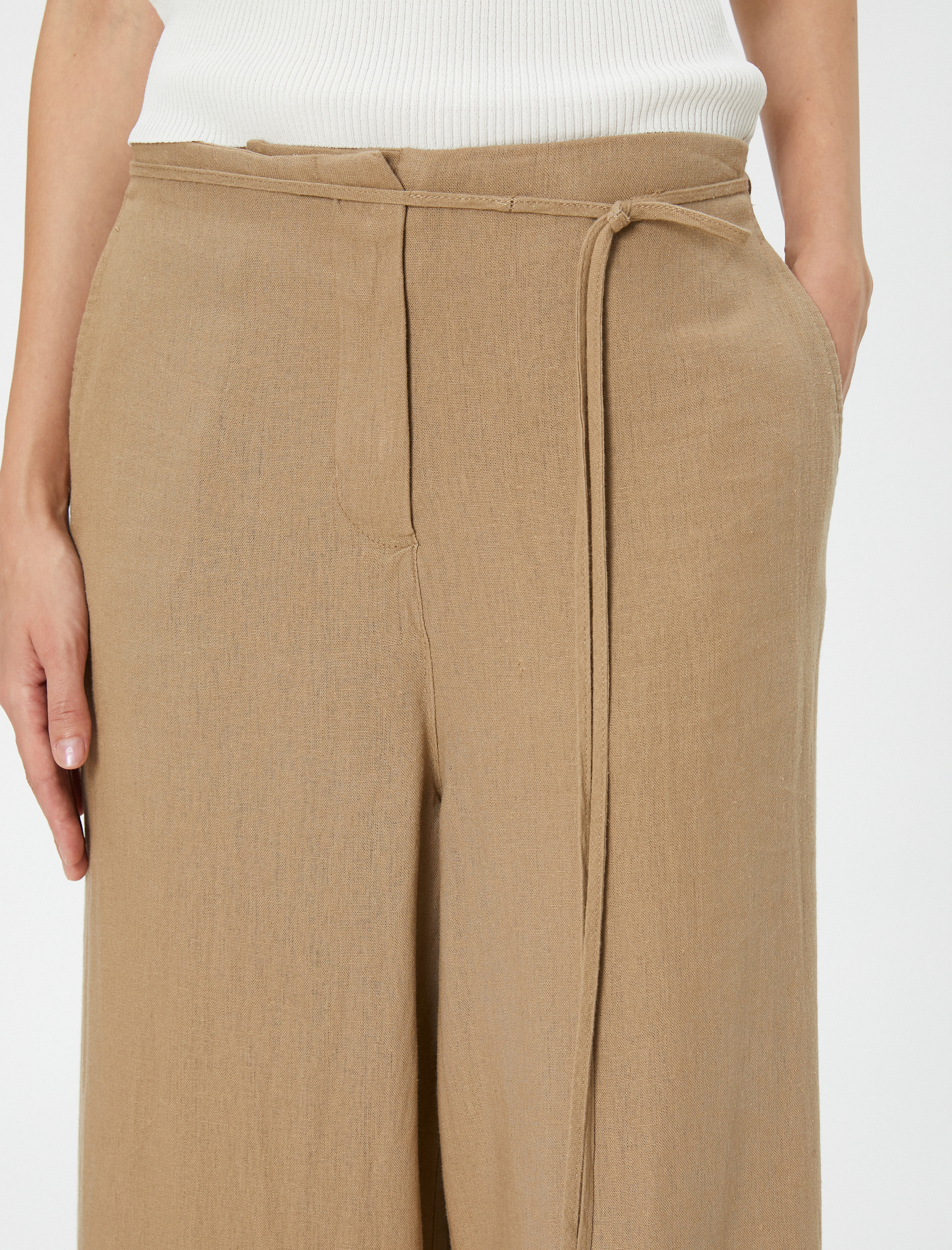   Geniş Paça Pantolon Keten Karışımlı