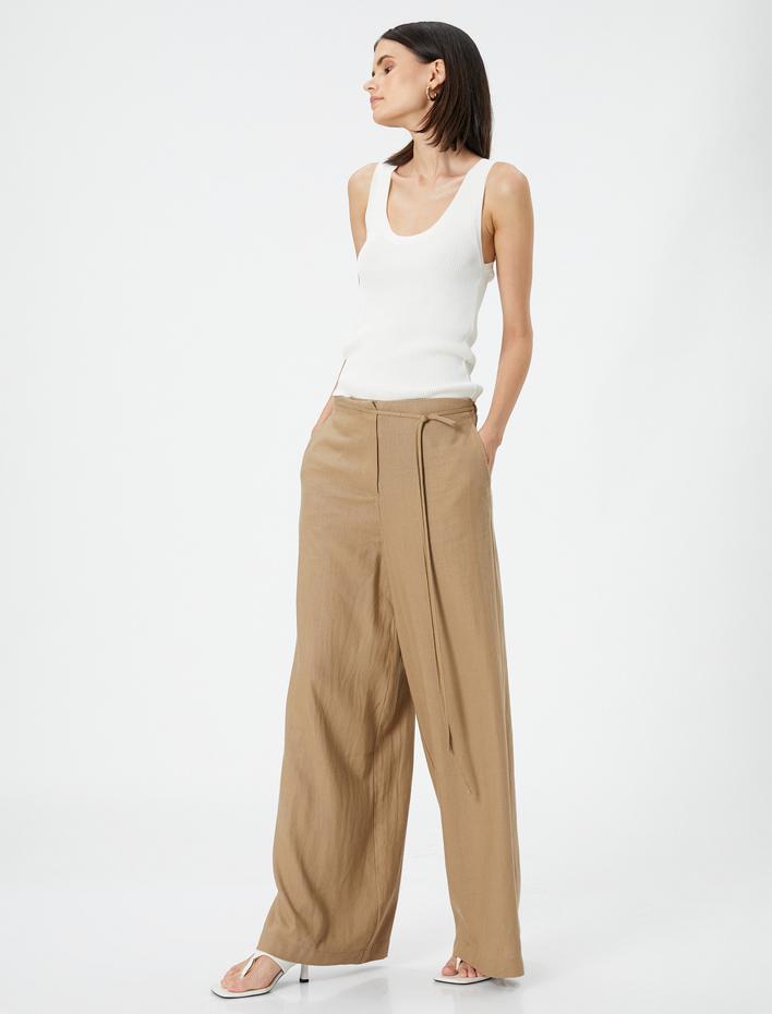  Geniş Paça Pantolon Keten Karışımlı