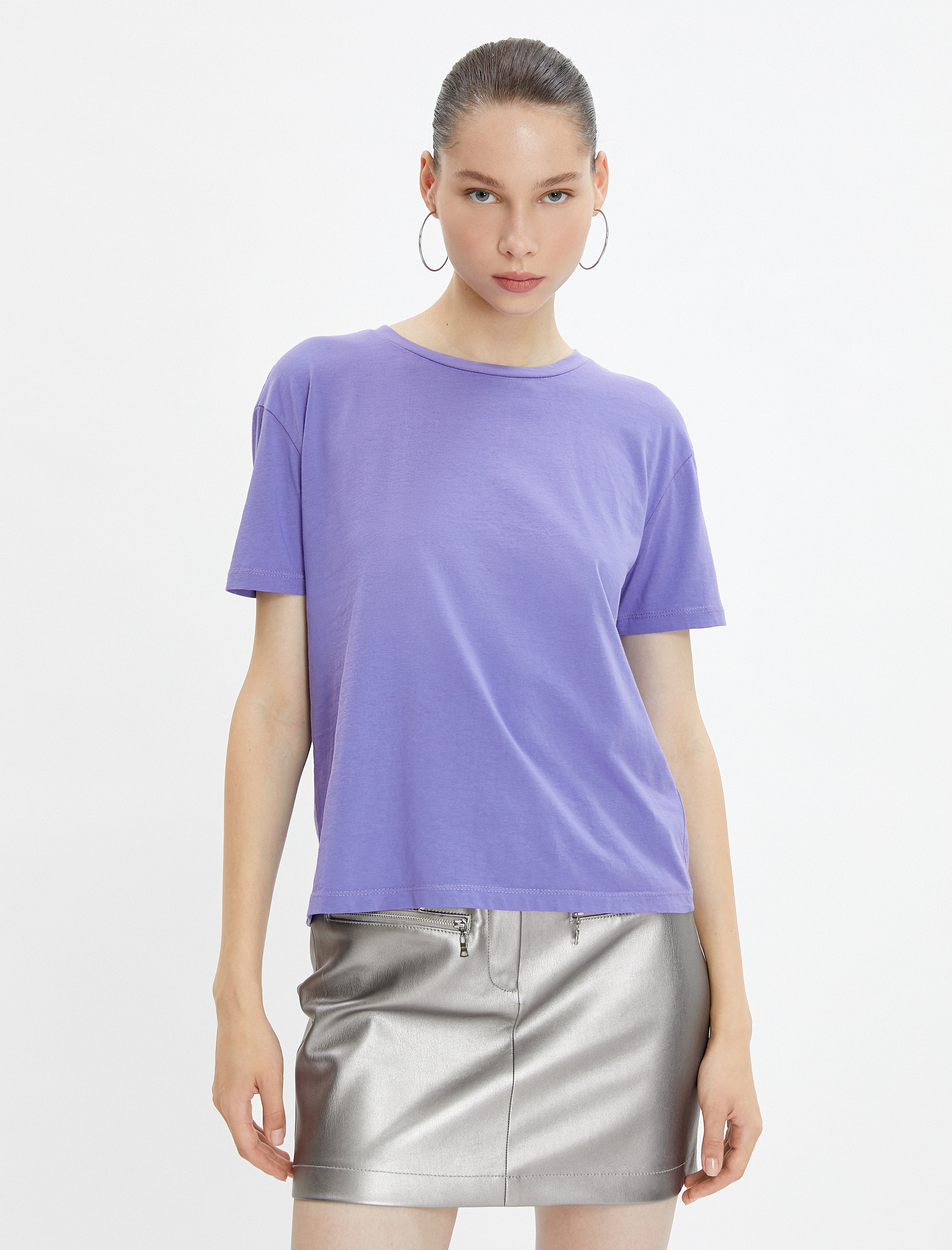   Basic Tişört Kısa Kollu Bisiklet Yaka Pamuklu