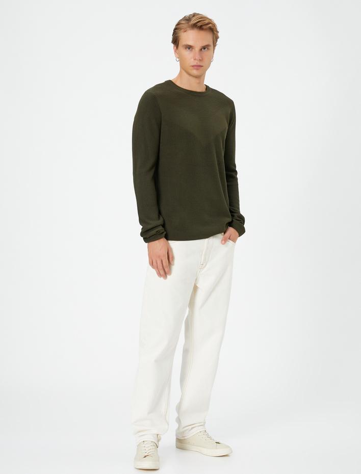  Triko Kazak Bisiklet Yaka Dokulu Uzun Kollu