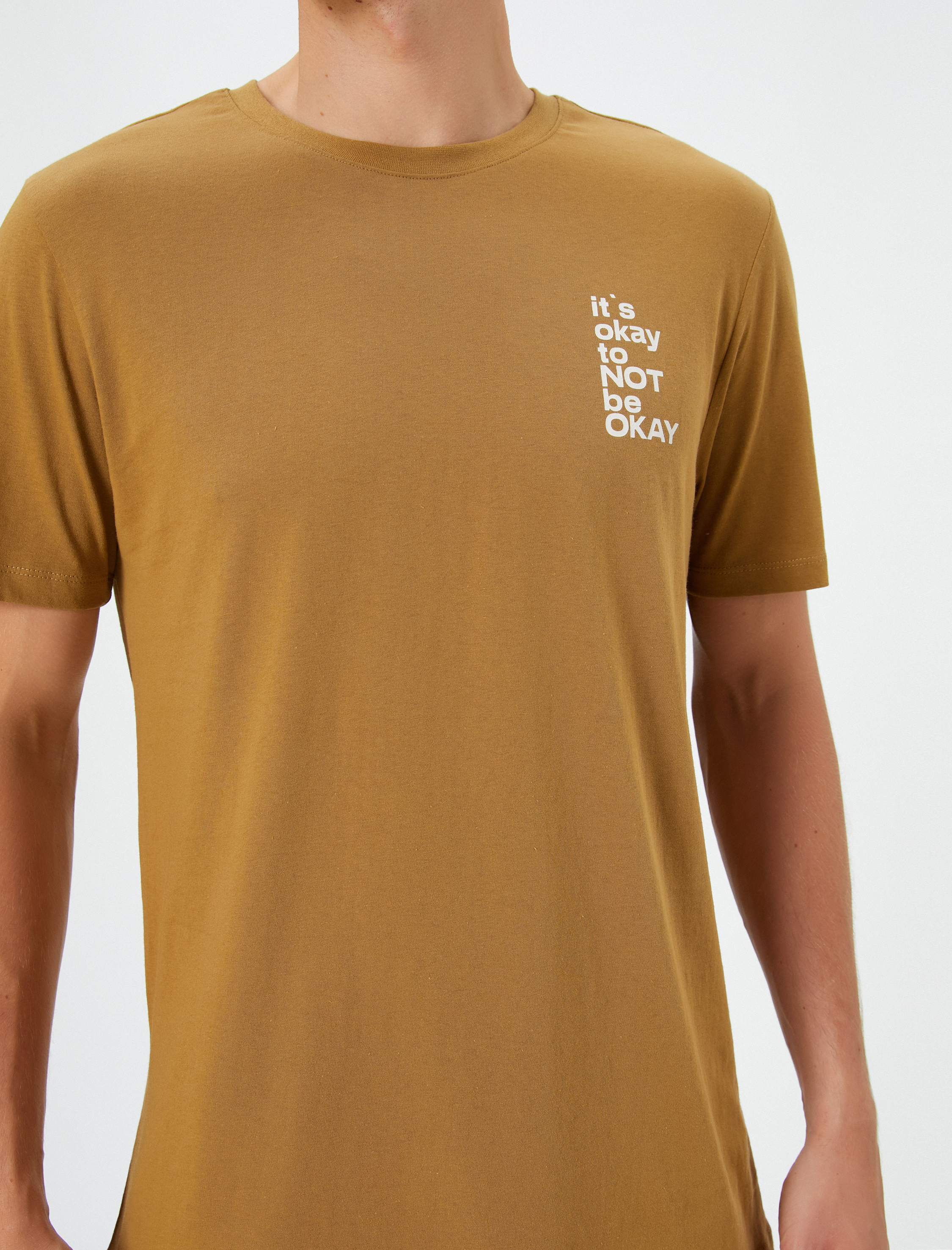   Slogan Baskılı Tişört Bisiklet Yaka Kısa Kollu Pamuklu