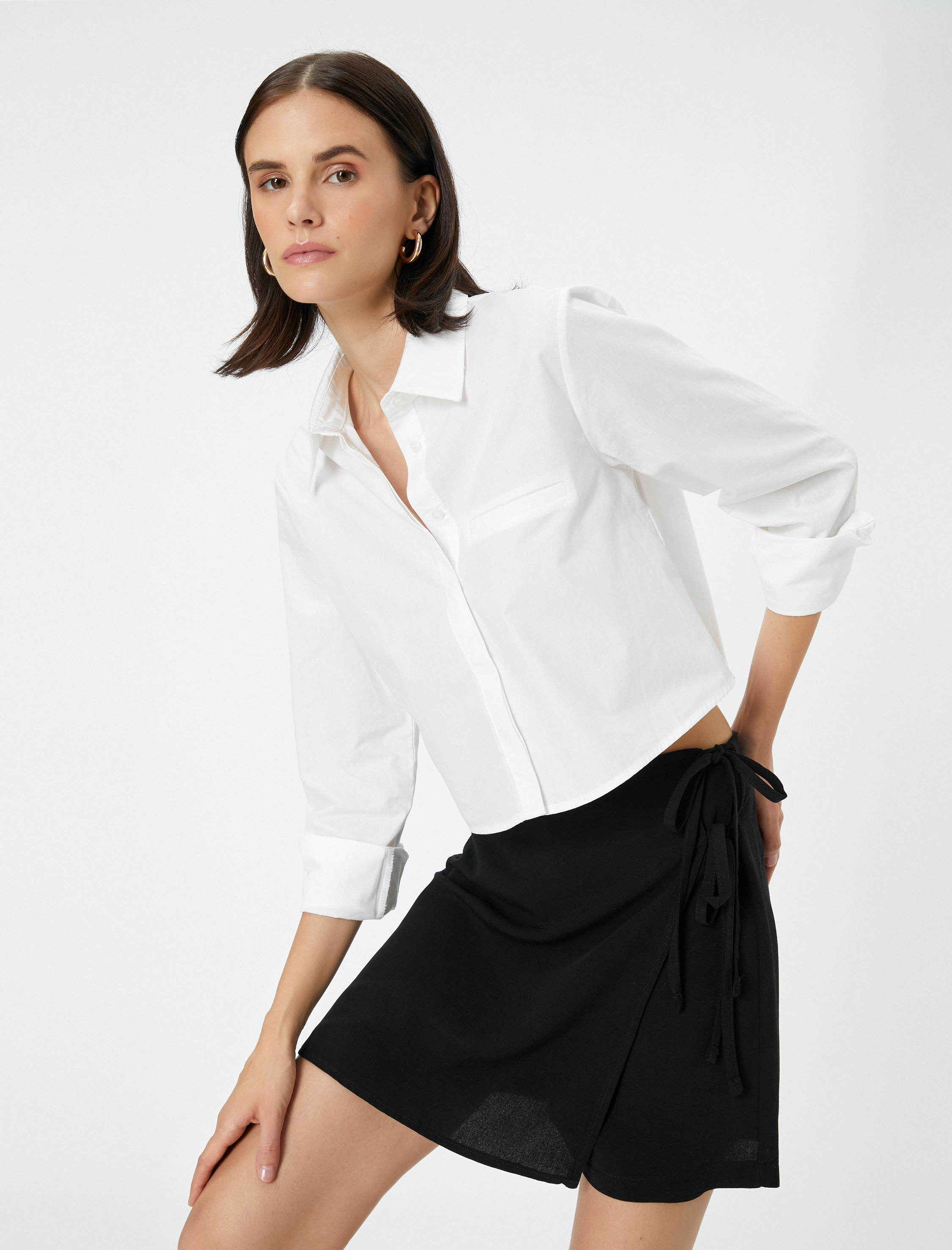   Şort Etek Yandan Bağlama Detaylı Normal Bel Fermuar Kapama