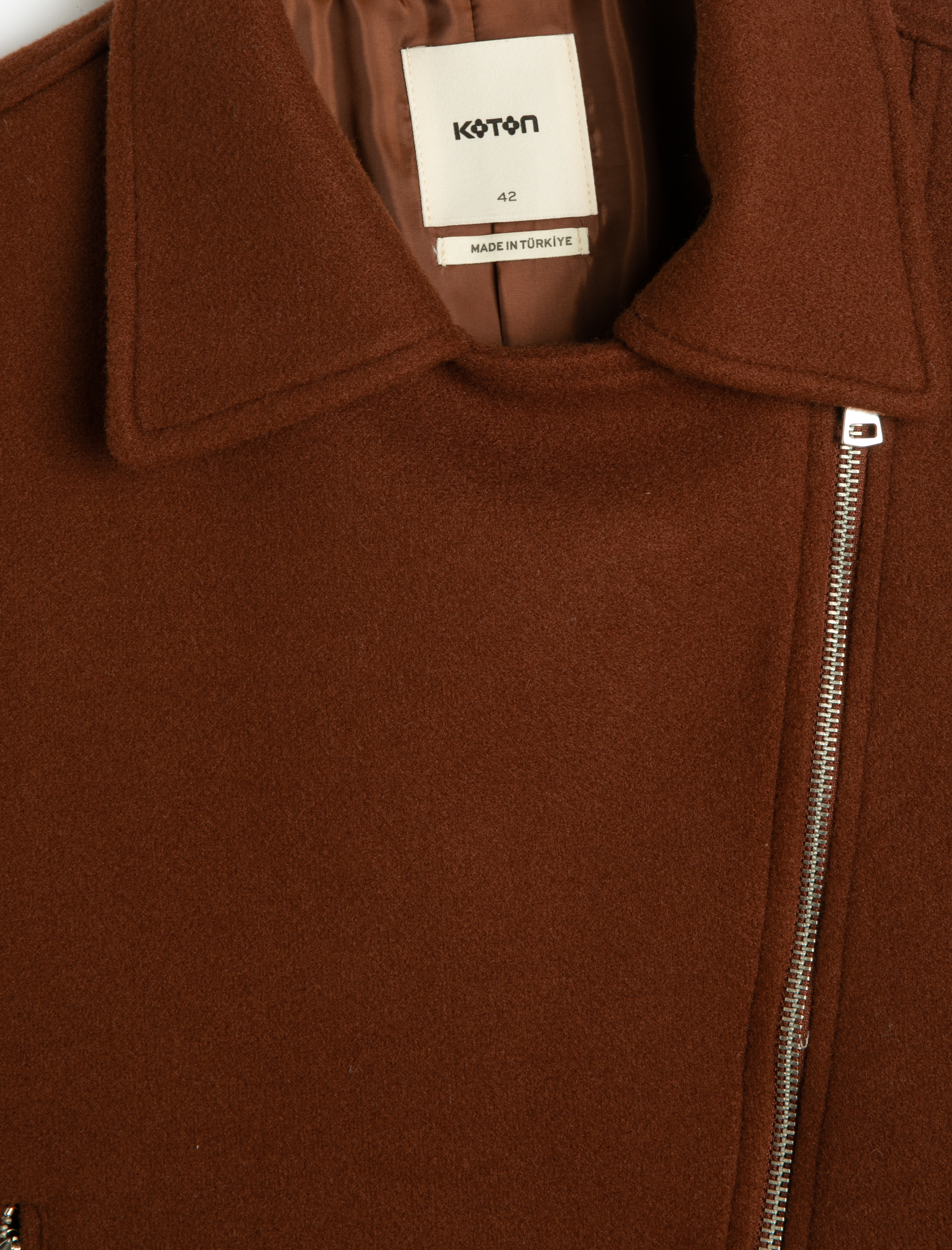   Biker Ceket Süet Görünümlü Kruvaze Fermuarlı Cepli Astarlı