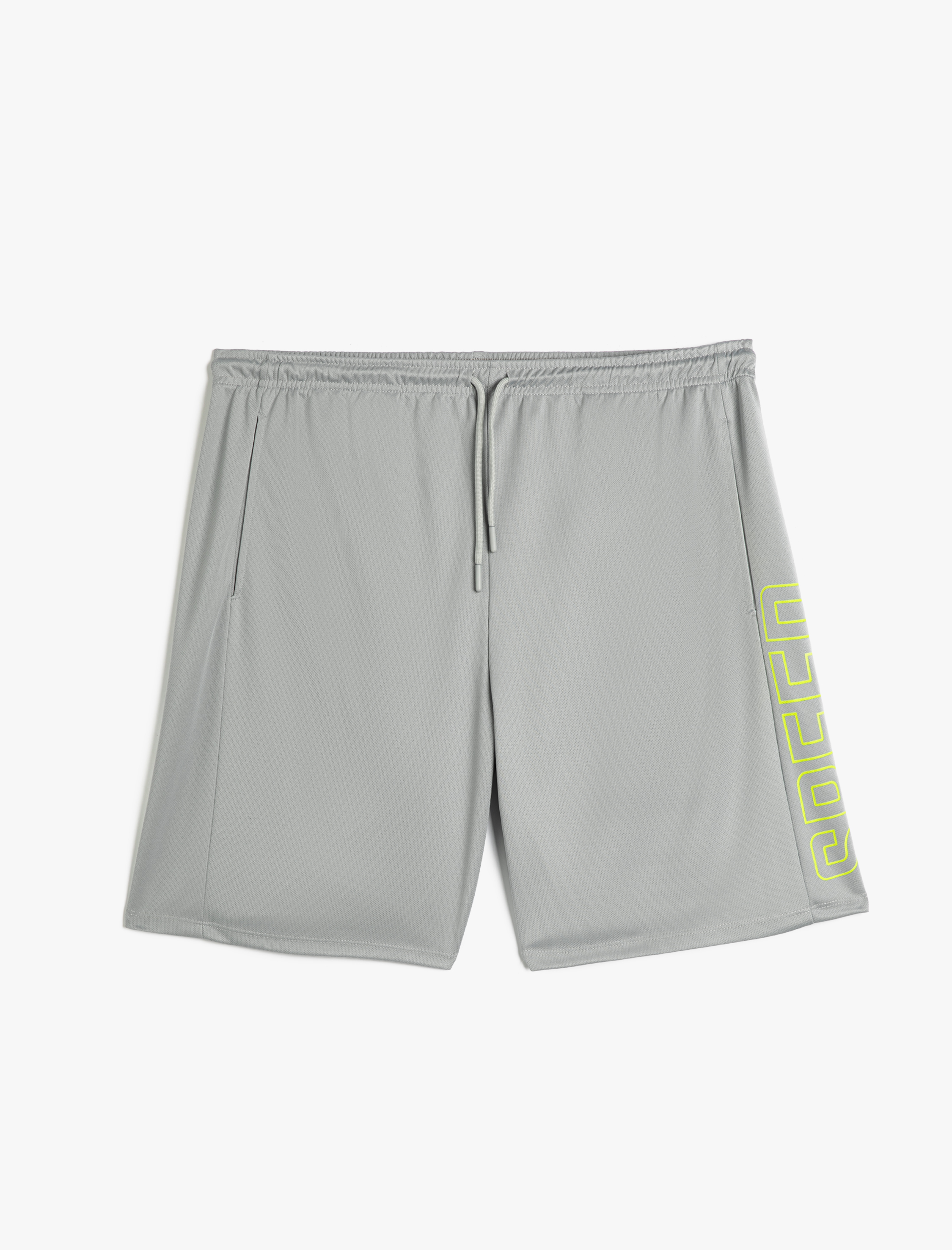   Spor Şort Beli Bağcıklı Slogan Baskılı Cep Detaylı