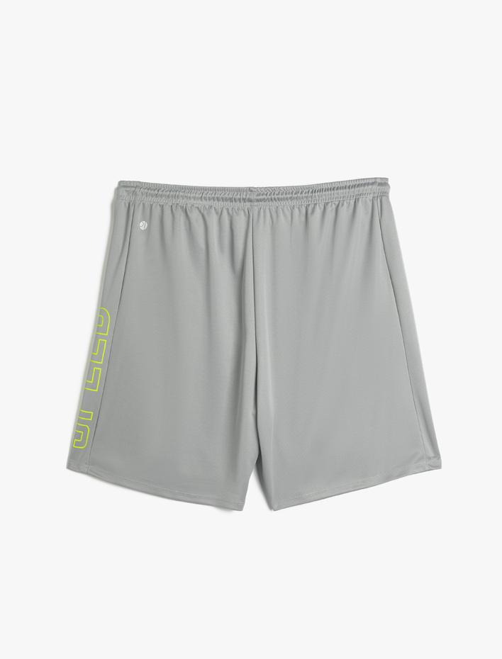  Spor Şort Beli Bağcıklı Slogan Baskılı Cep Detaylı