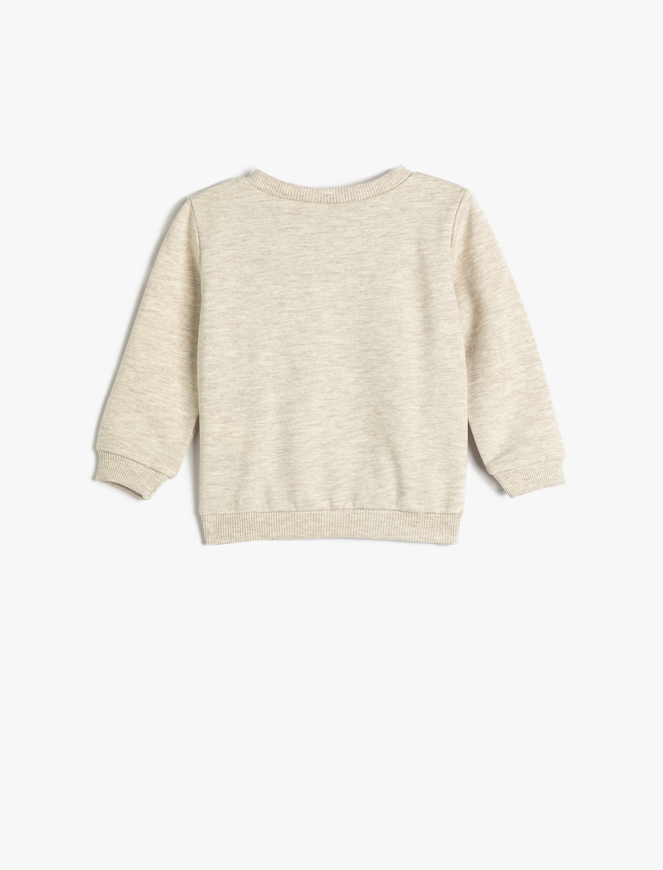  Erkek Bebek Sweatshirt Ayıcık Baskılı Uzun Kollu Bisiklet Yaka Şardonlu