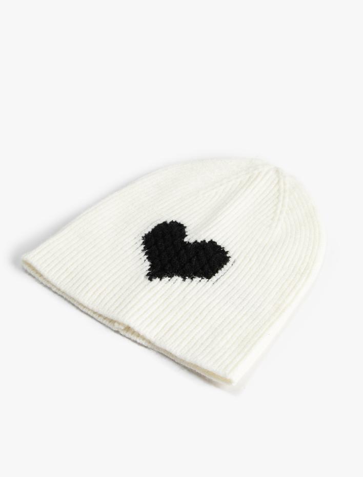 Kız Çocuk Kalpli Bere Viskon Karışımlı