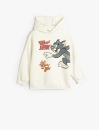 Tom ve Jerry Kapşonlu Sweatshirt Baskılı Lisanslı Şardonlu