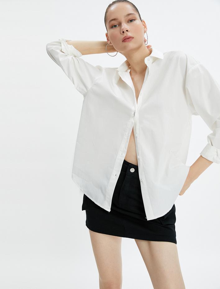  Poplin Gömlek Klasik Yaka Düğmeli Pamuklu