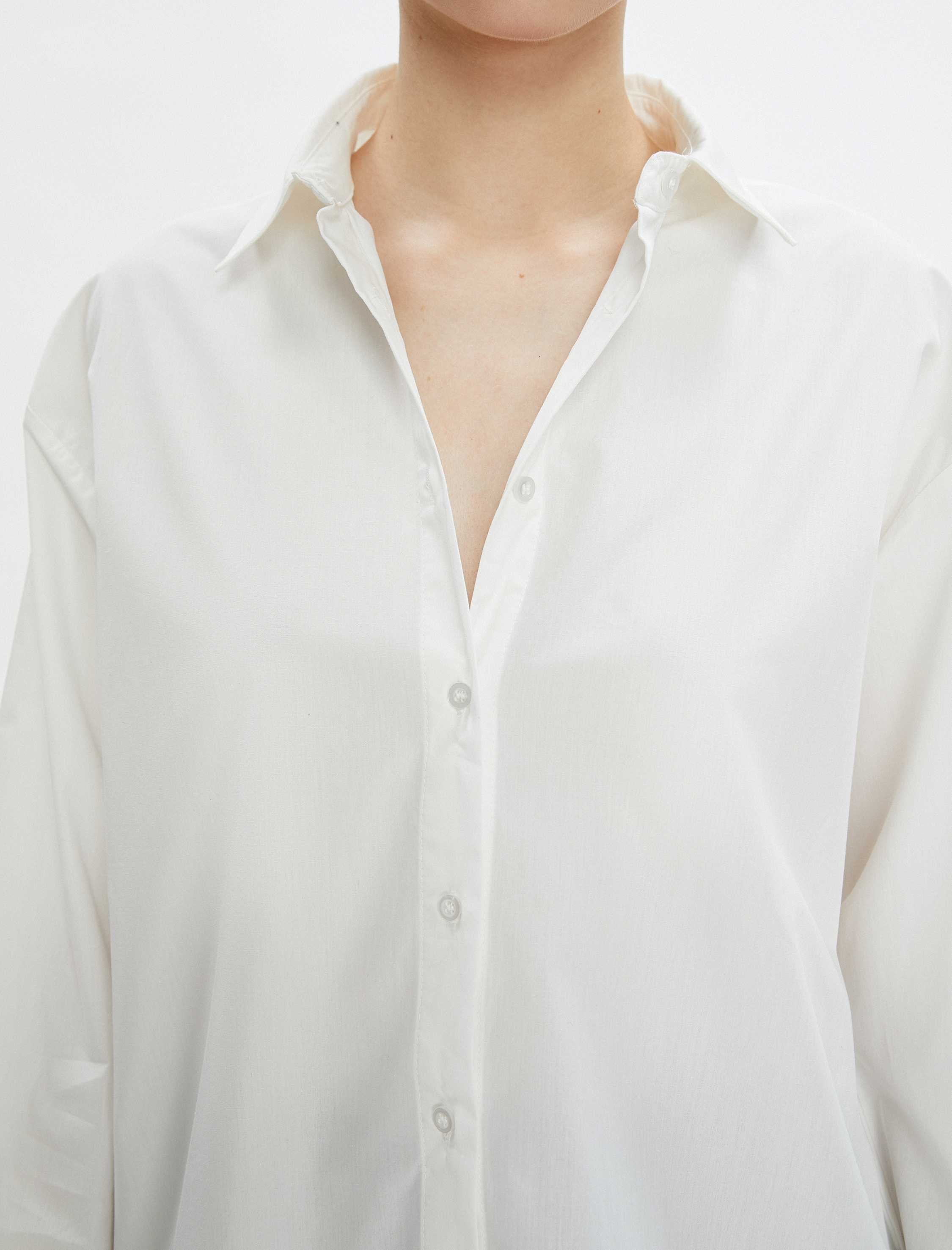   Poplin Gömlek Klasik Yaka Düğmeli Pamuklu