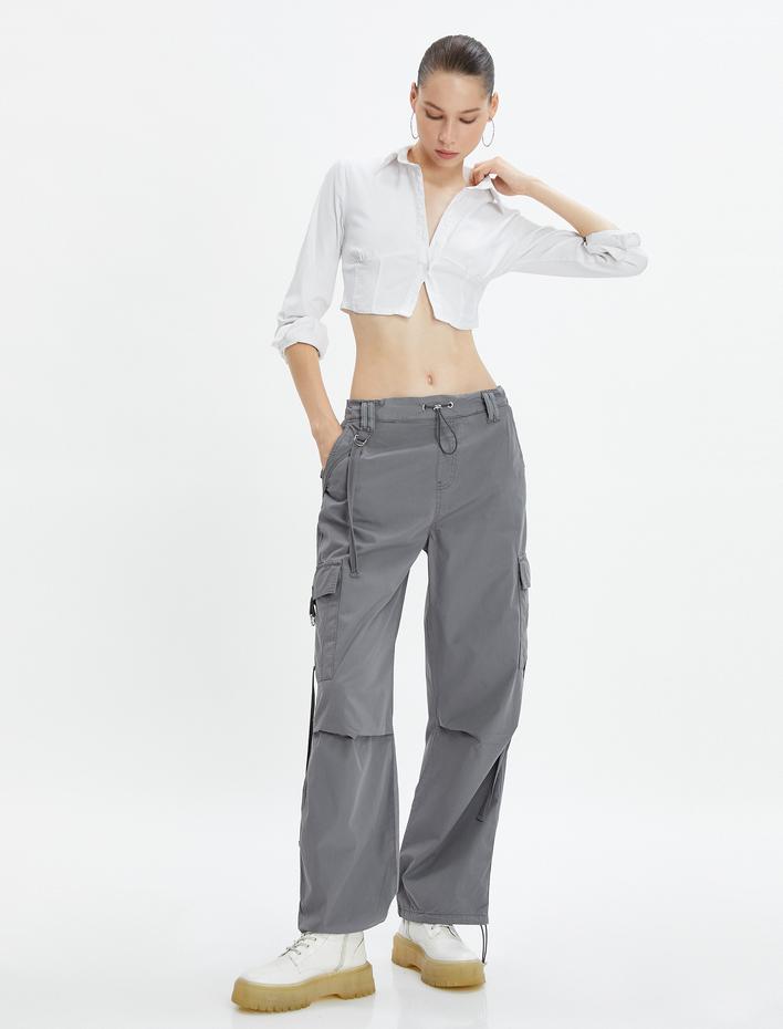 Paraşüt Pantolon Oversize Cepli Beli Lastikli Pamuklu Yıkamalı