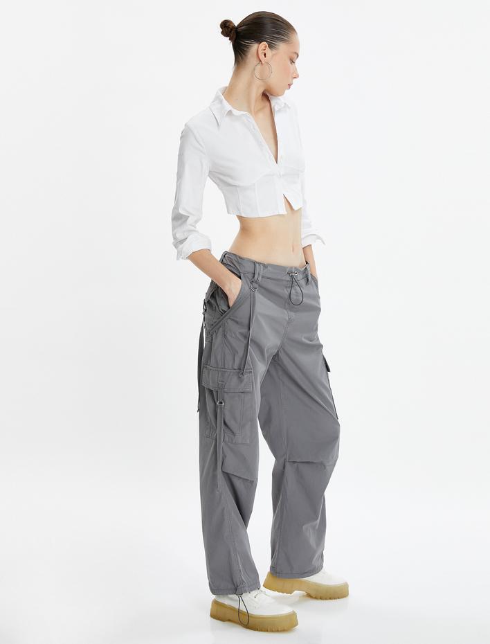  Paraşüt Pantolon Oversize Cepli Beli Lastikli Pamuklu Yıkamalı