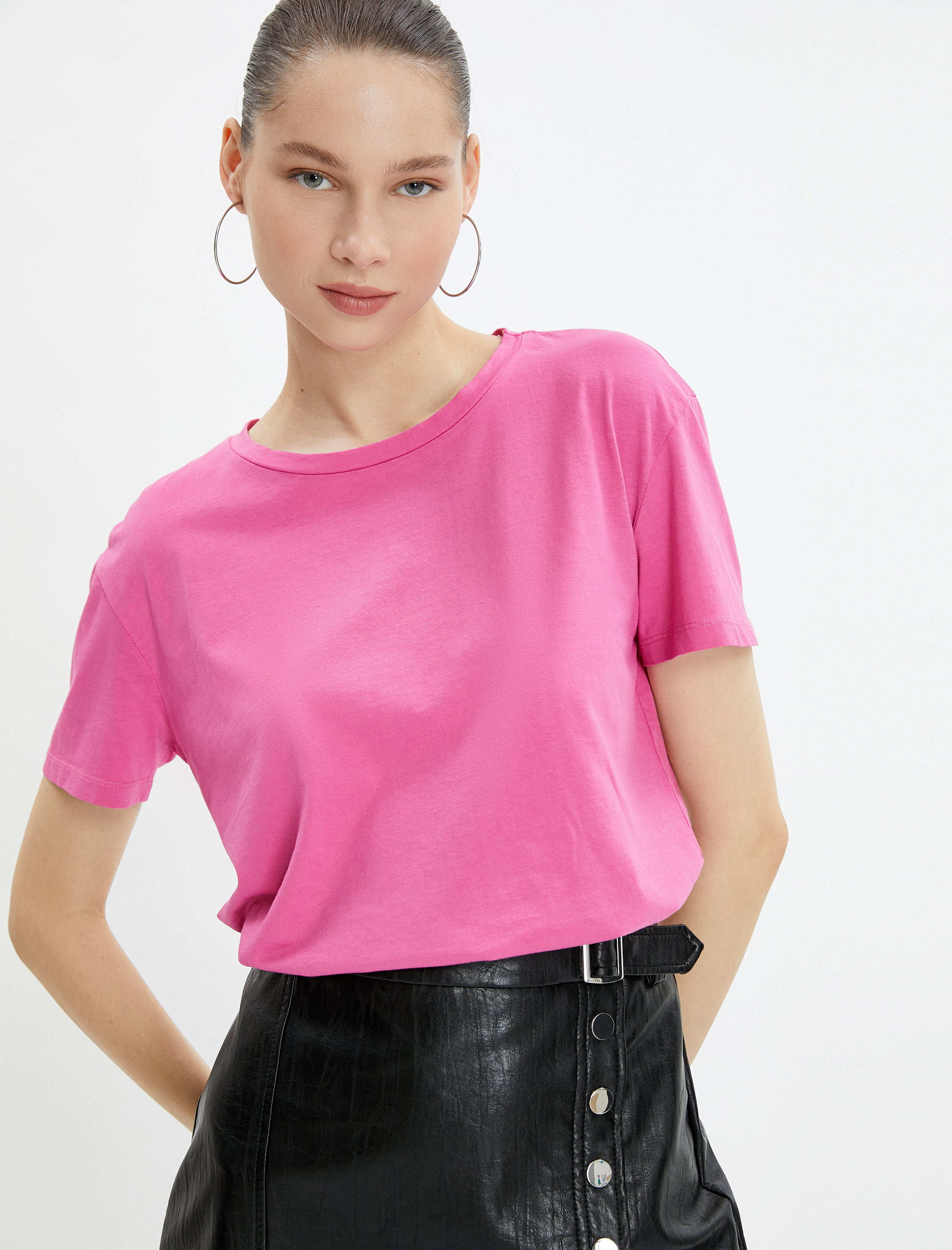   Basic Tişört Kısa Kollu Bisiklet Yaka Pamuklu