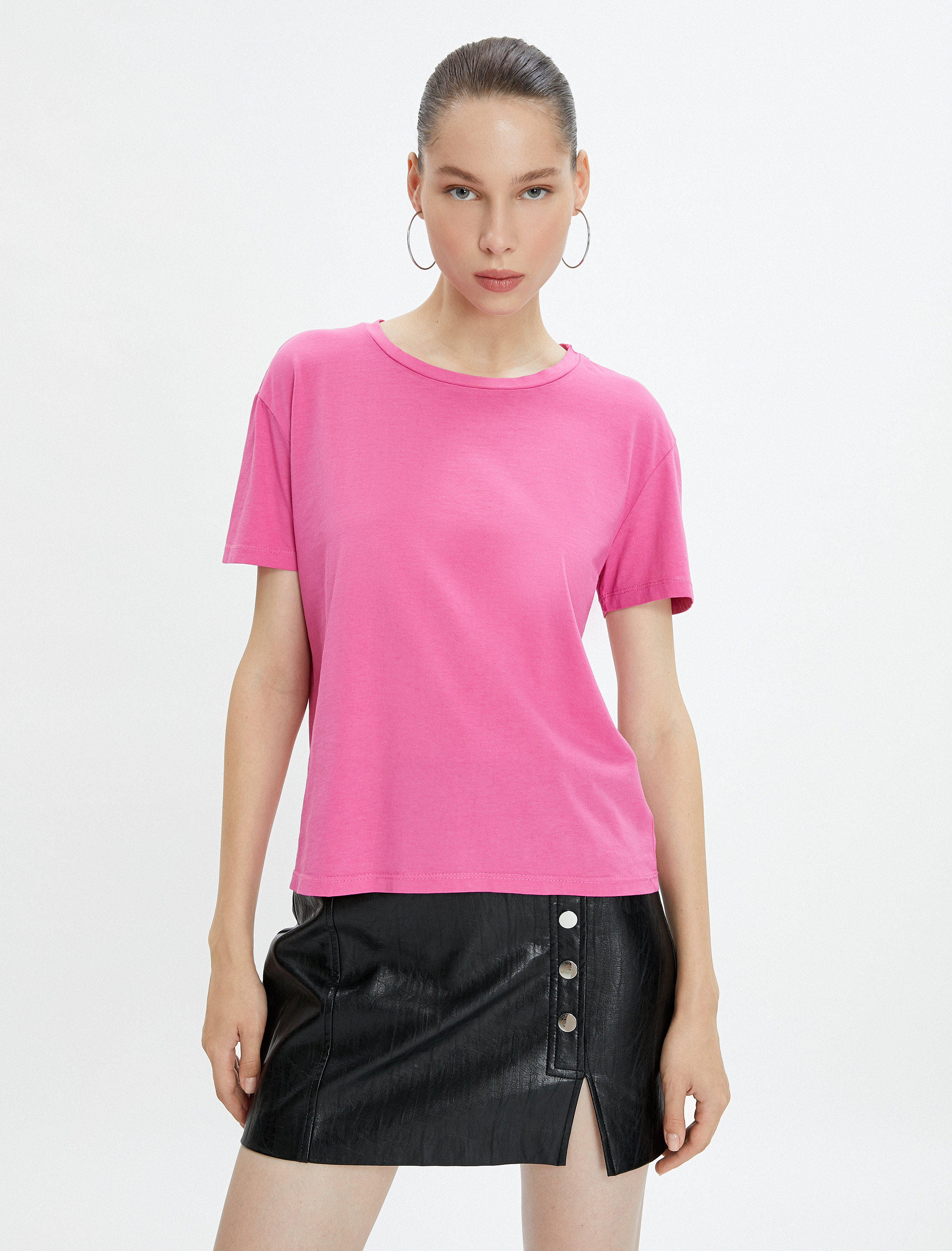   Basic Tişört Kısa Kollu Bisiklet Yaka Pamuklu