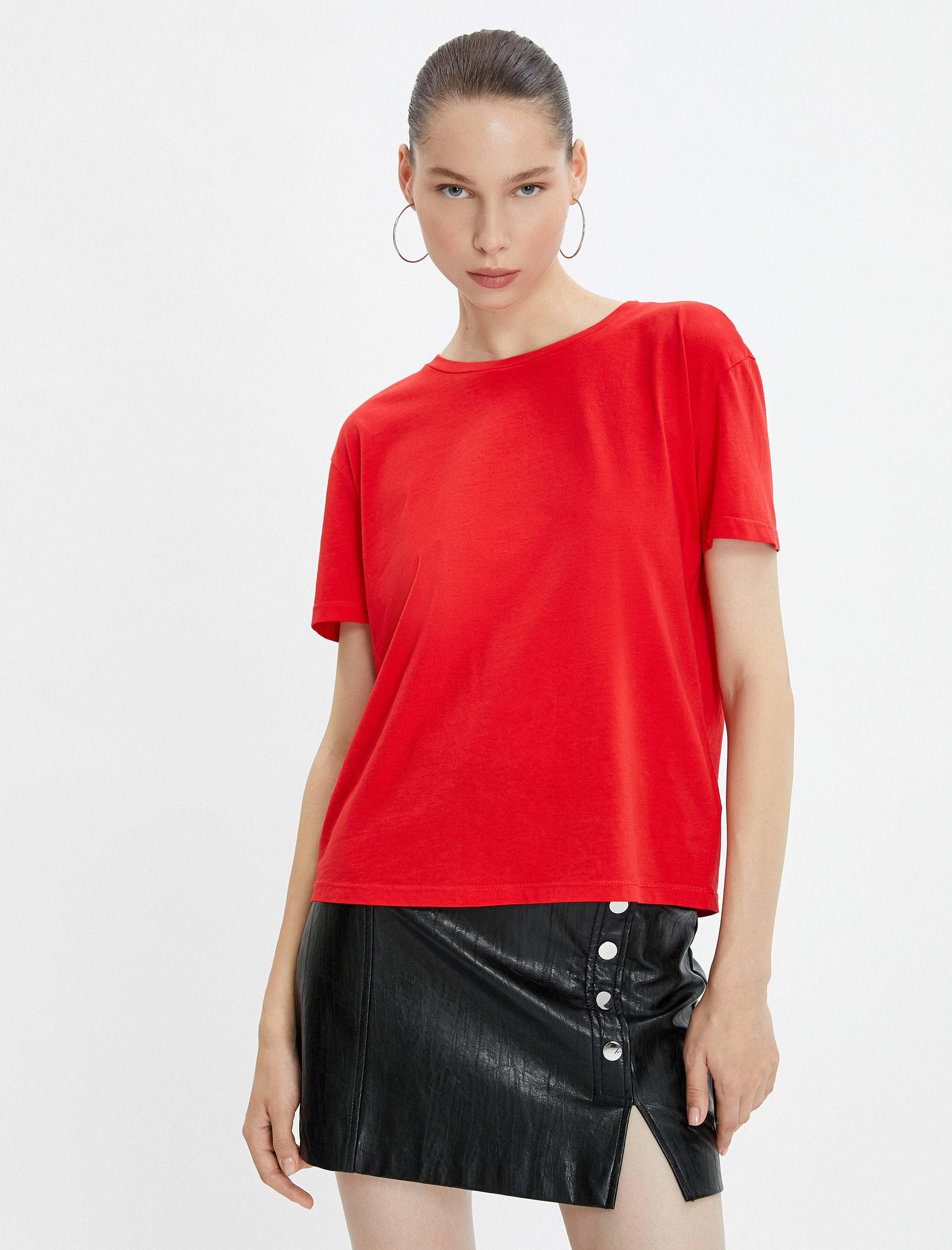   Basic Tişört Kısa Kollu Bisiklet Yaka Pamuklu