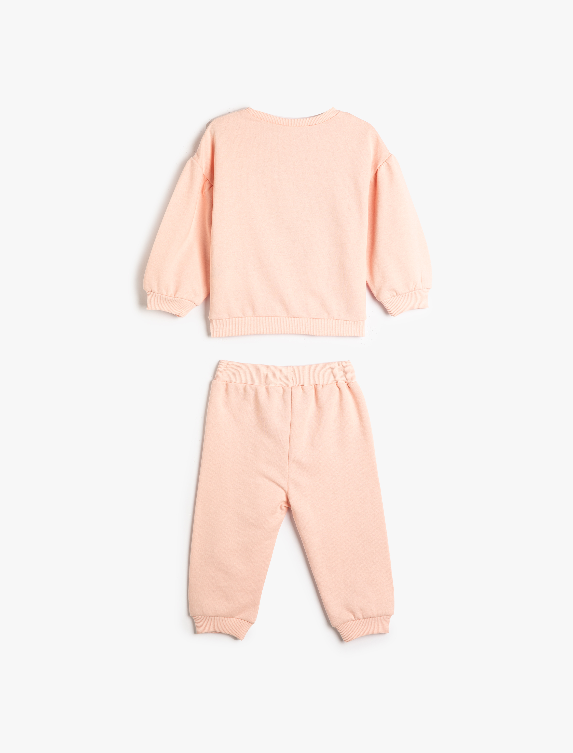  Kız Bebek Pijama Takımı Parlak Baskılı Uzun Kollu Bisiklet Yaka Şardonlu