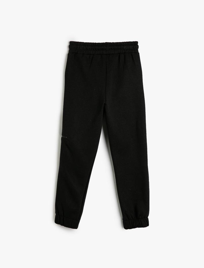 Erkek Çocuk Jogger Eşofman Altı Fermuar Detaylı Beli Bağlamalı Şardonlu