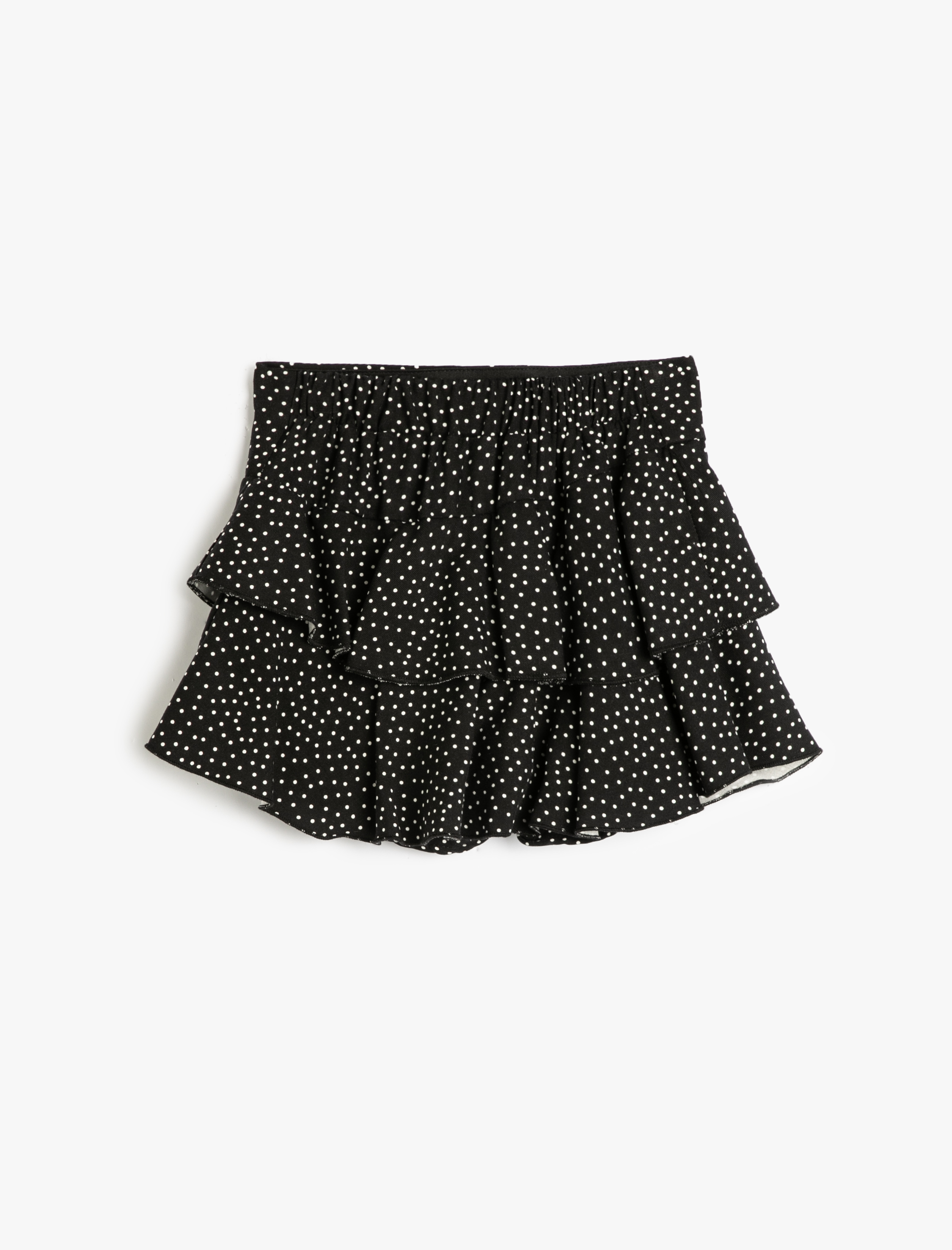  Kız Çocuk Şort Etek Puantiyeli Katlı Beli Lastikli Viskon Kumaş