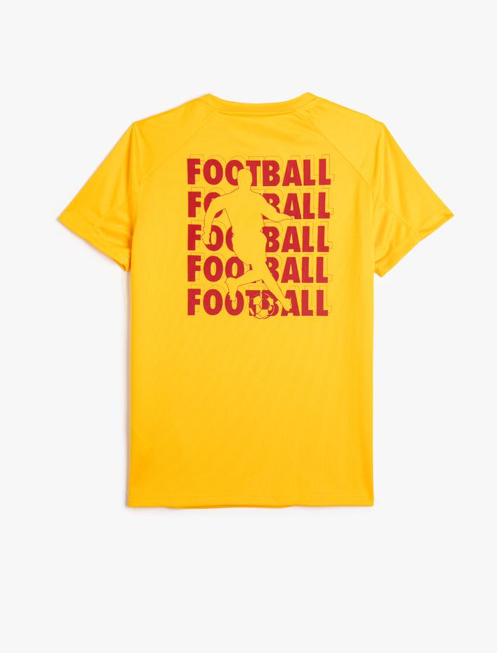  Spor Tişört Arkası Baskılı Futbol Temalı Rahat Kesim Bisiklet Yaka