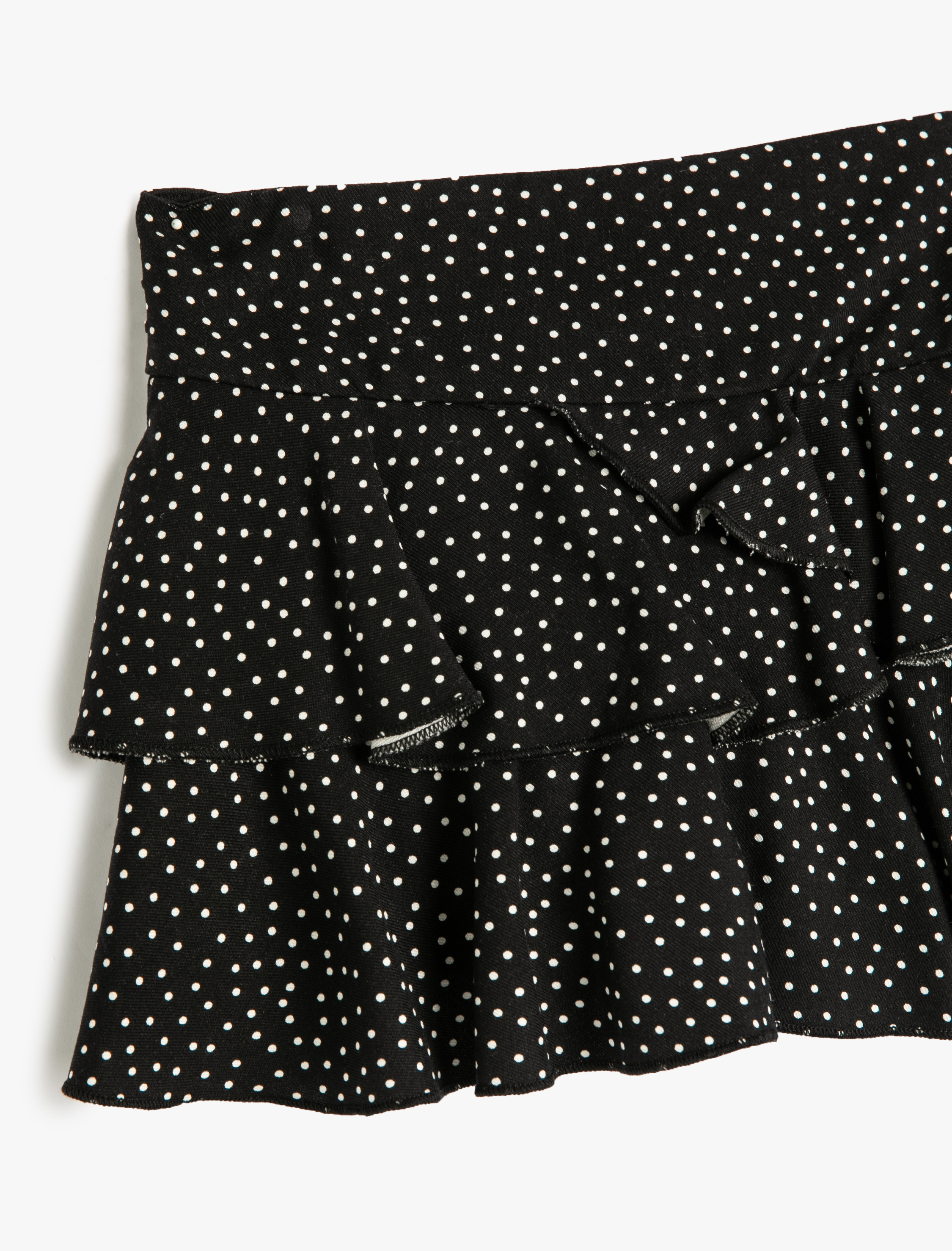  Kız Çocuk Şort Etek Puantiyeli Katlı Beli Lastikli Viskon Kumaş