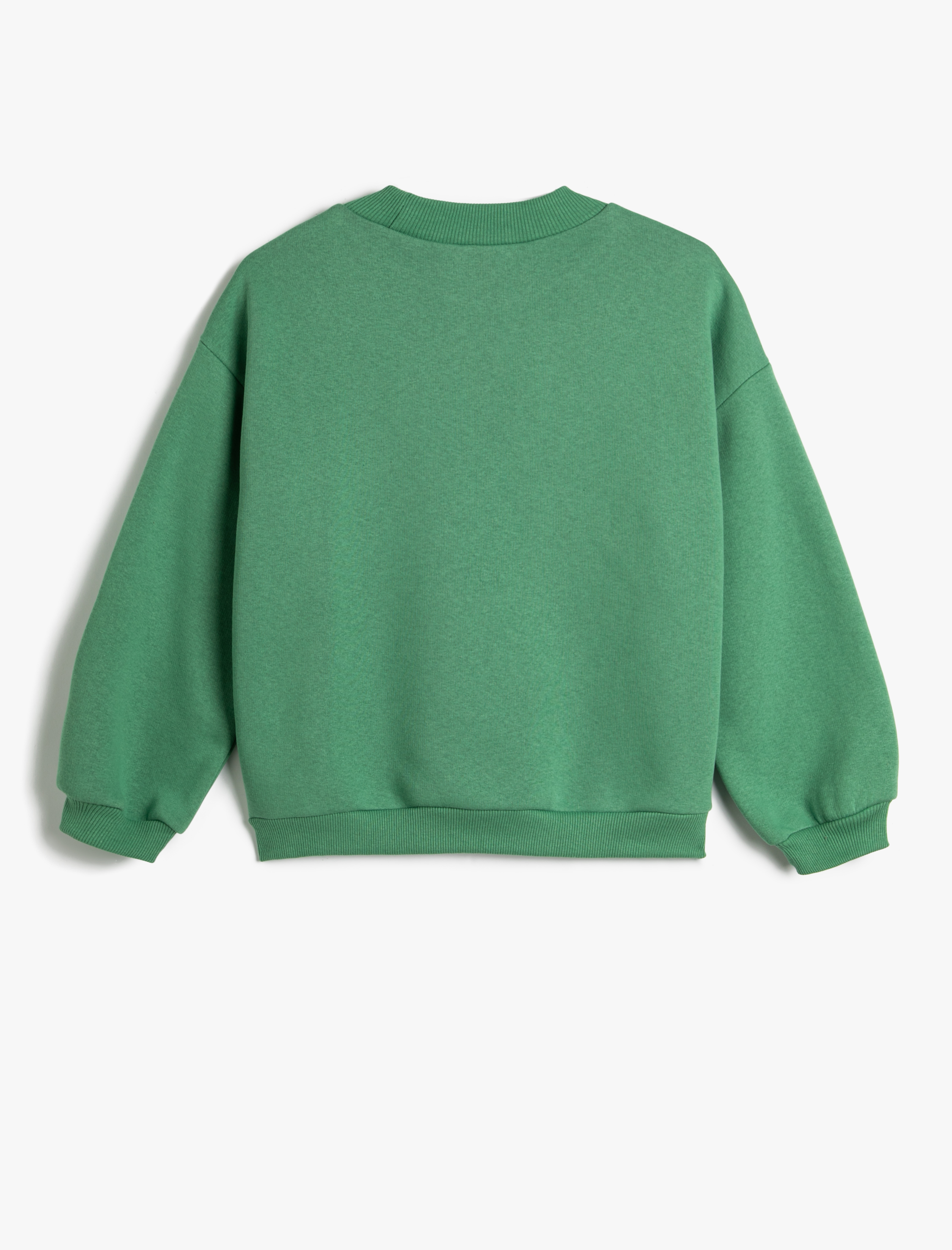  Kız Çocuk Sweatshirt Uzun Kollu Bisiklet Yaka Baskılı Şardonlu