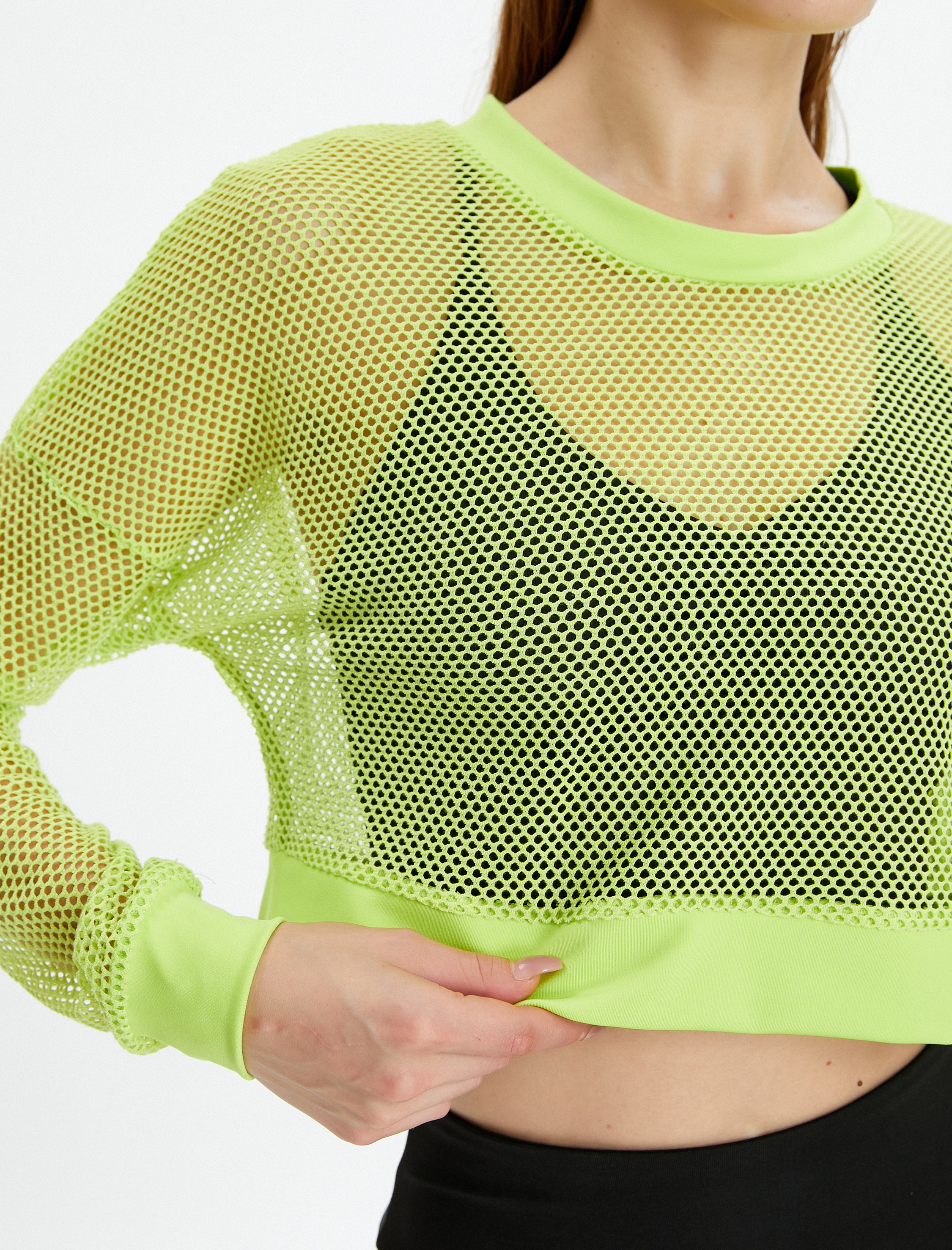   Crop File Spor Tişört Uzun Kollu