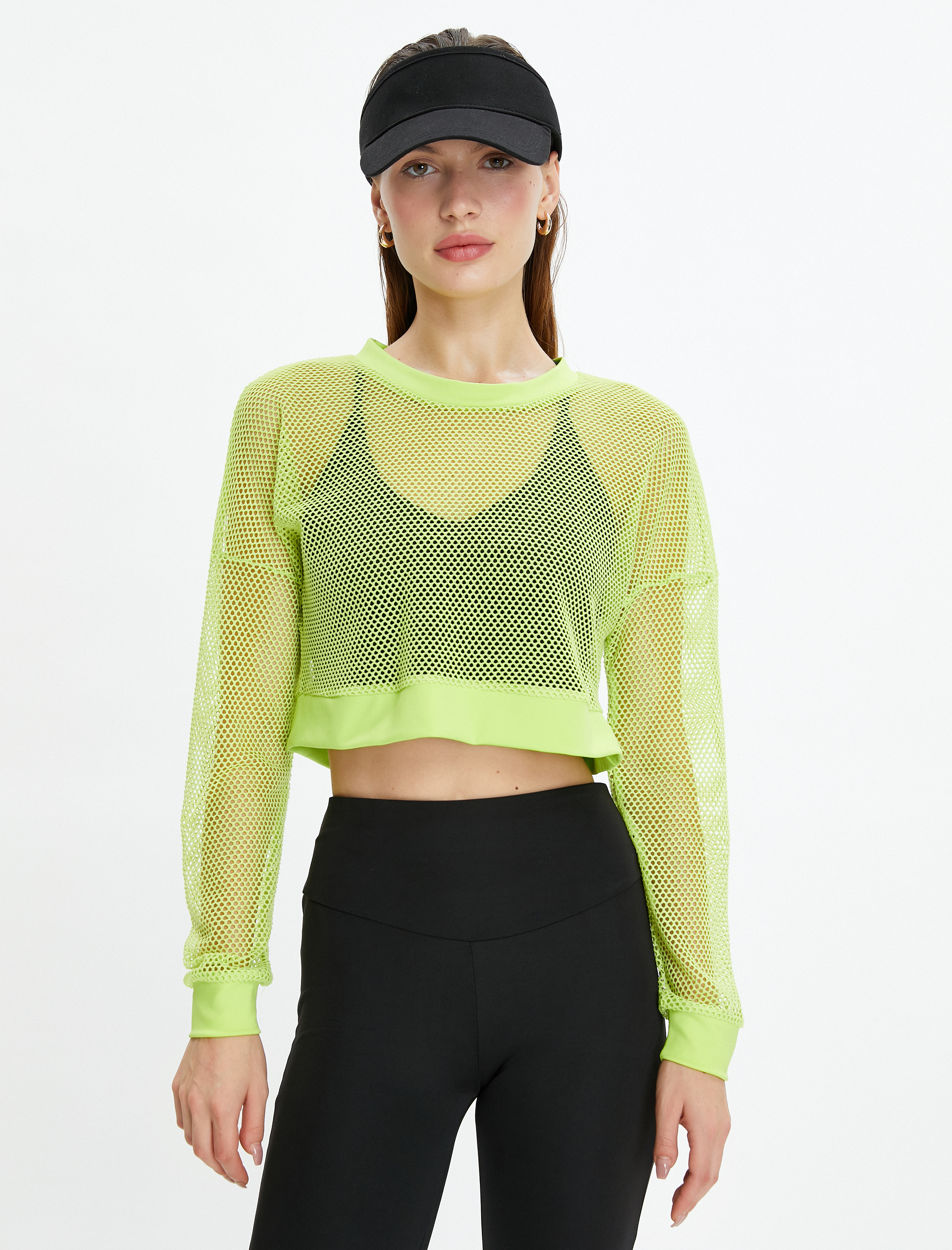   Crop File Spor Tişört Uzun Kollu