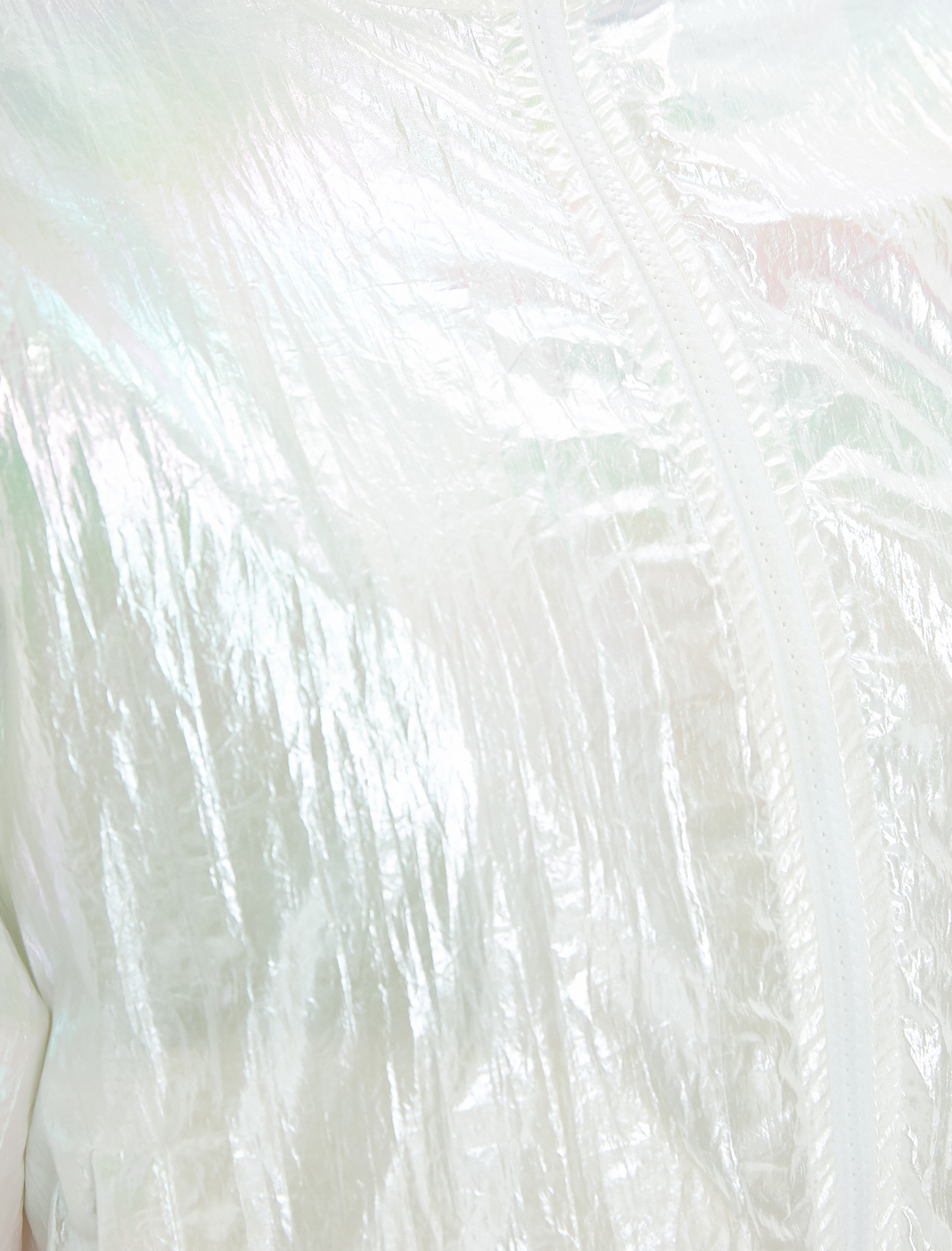   Spor Ceket Parlak Paraşüt Kumaş Cepli Crop Beli Lastikli Fermuarlı