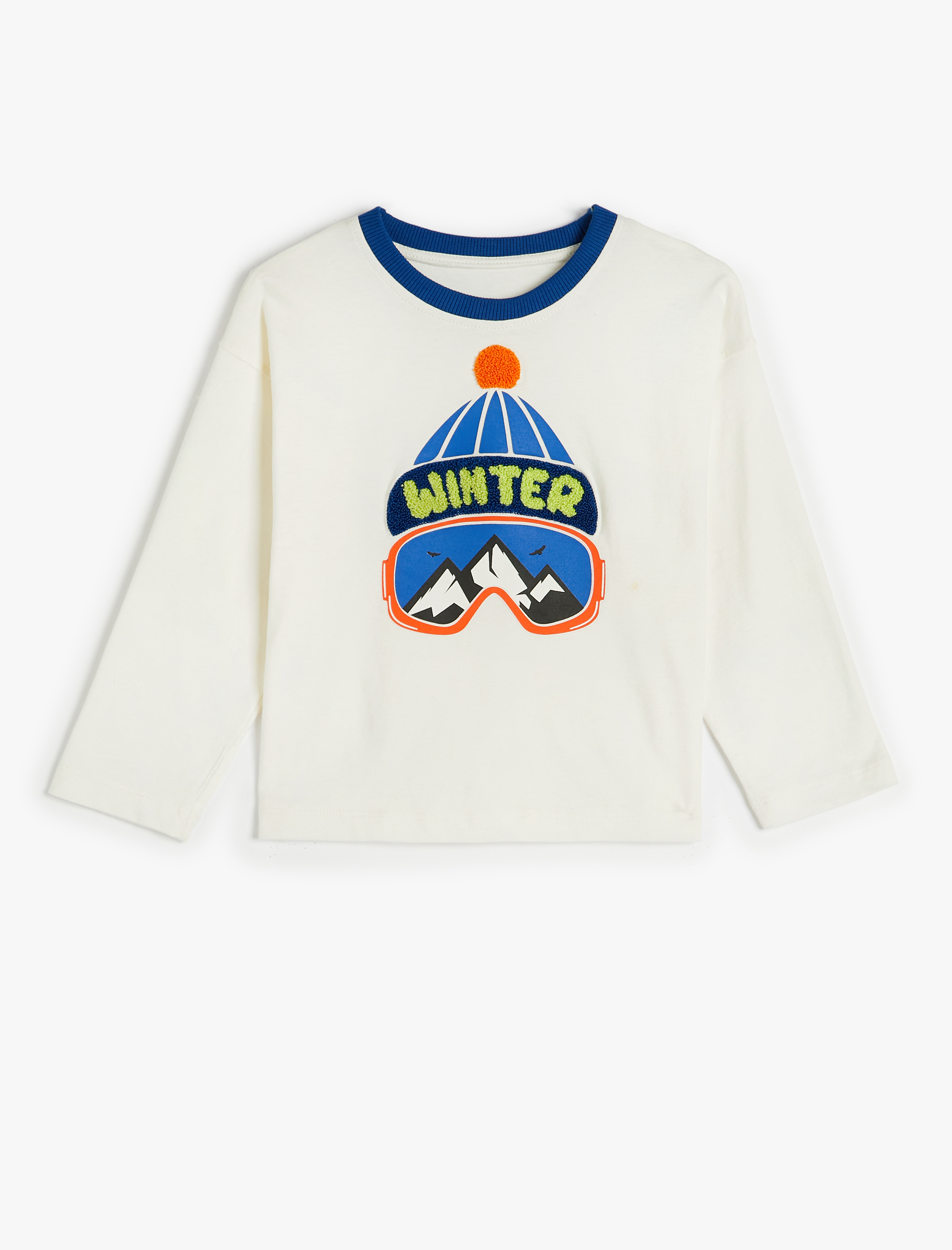  Erkek Bebek Sweatshirt Kış Temalı Baskılı Uzun Kollu Bisiklet Yaka