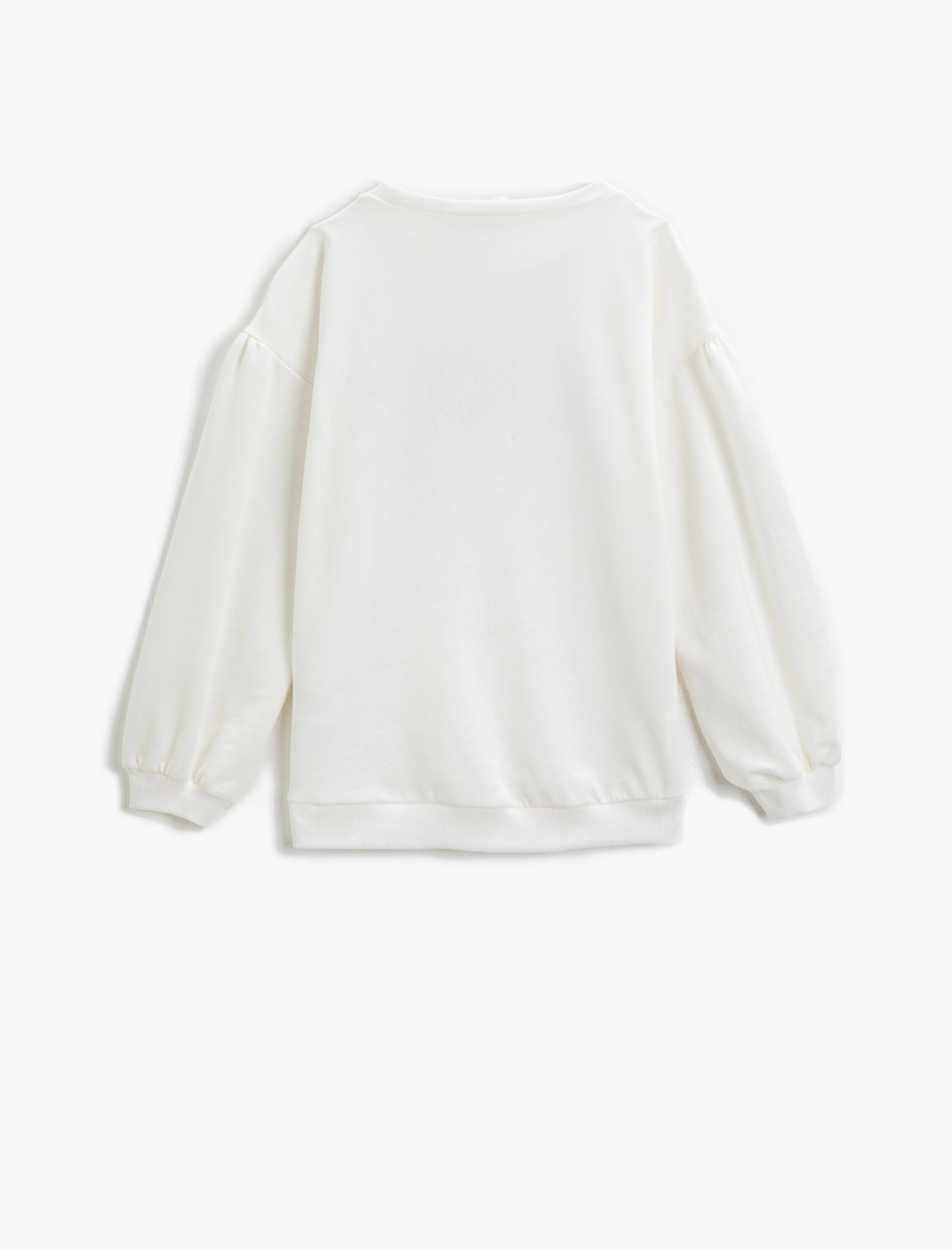  Kız Çocuk Baskılı Pamuklu Sweatshirt Düşük Omuzlu