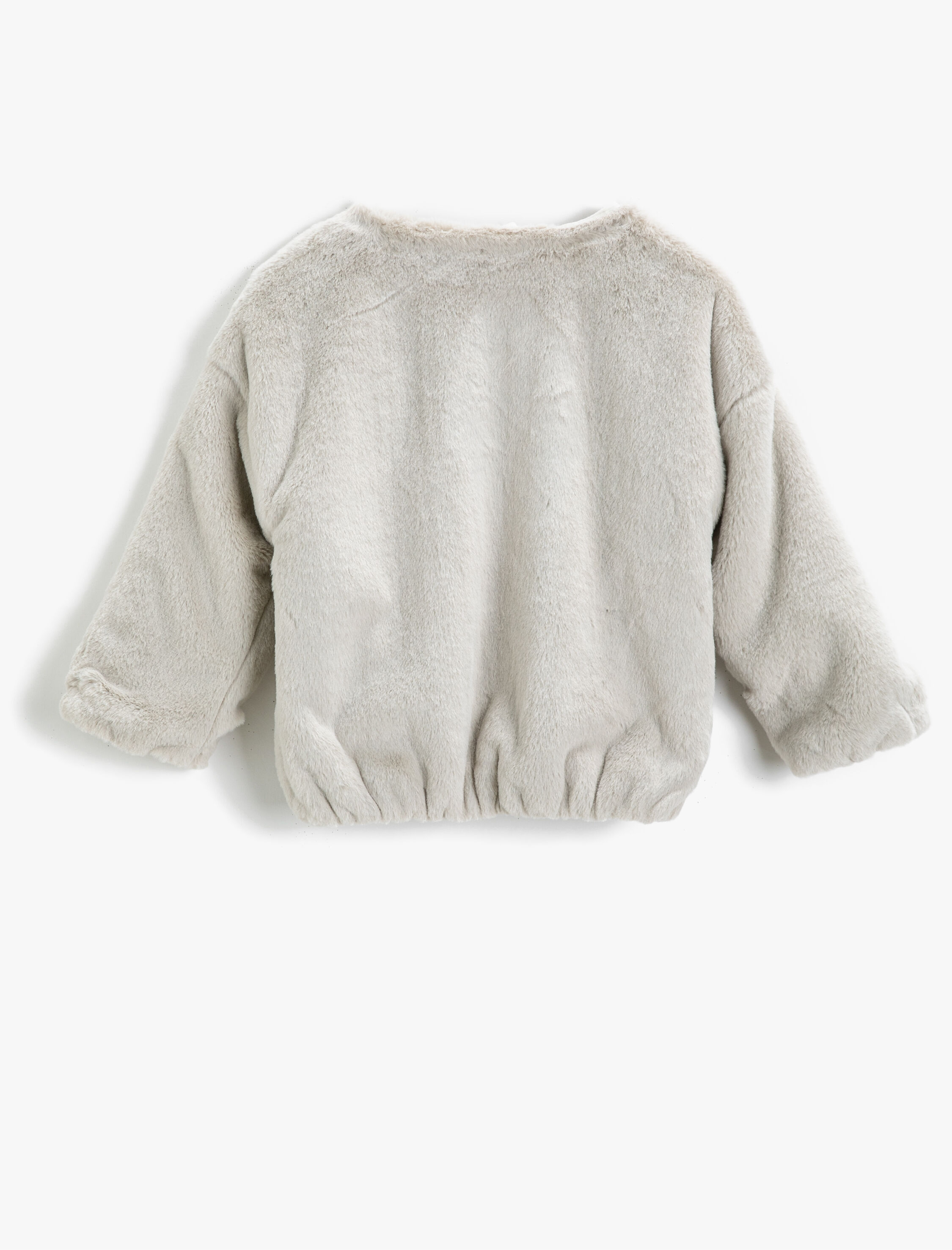 Kız Çocuk Suni Kürklü Kaban Fermuarlı Bisiklet Yaka