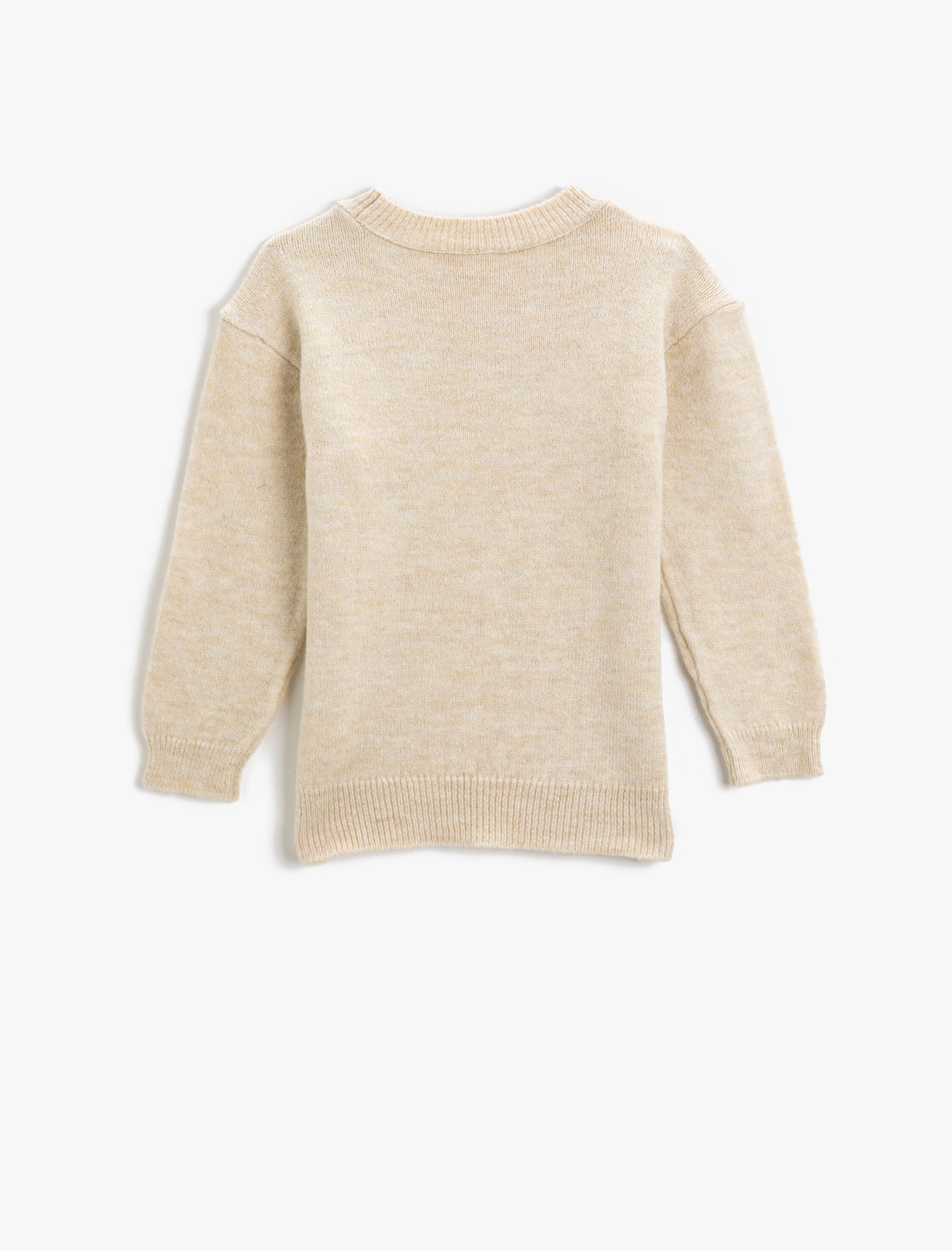  Kız Çocuk Örgü Desenli Triko Kazak Uzun Kollu Bisiklet Yaka