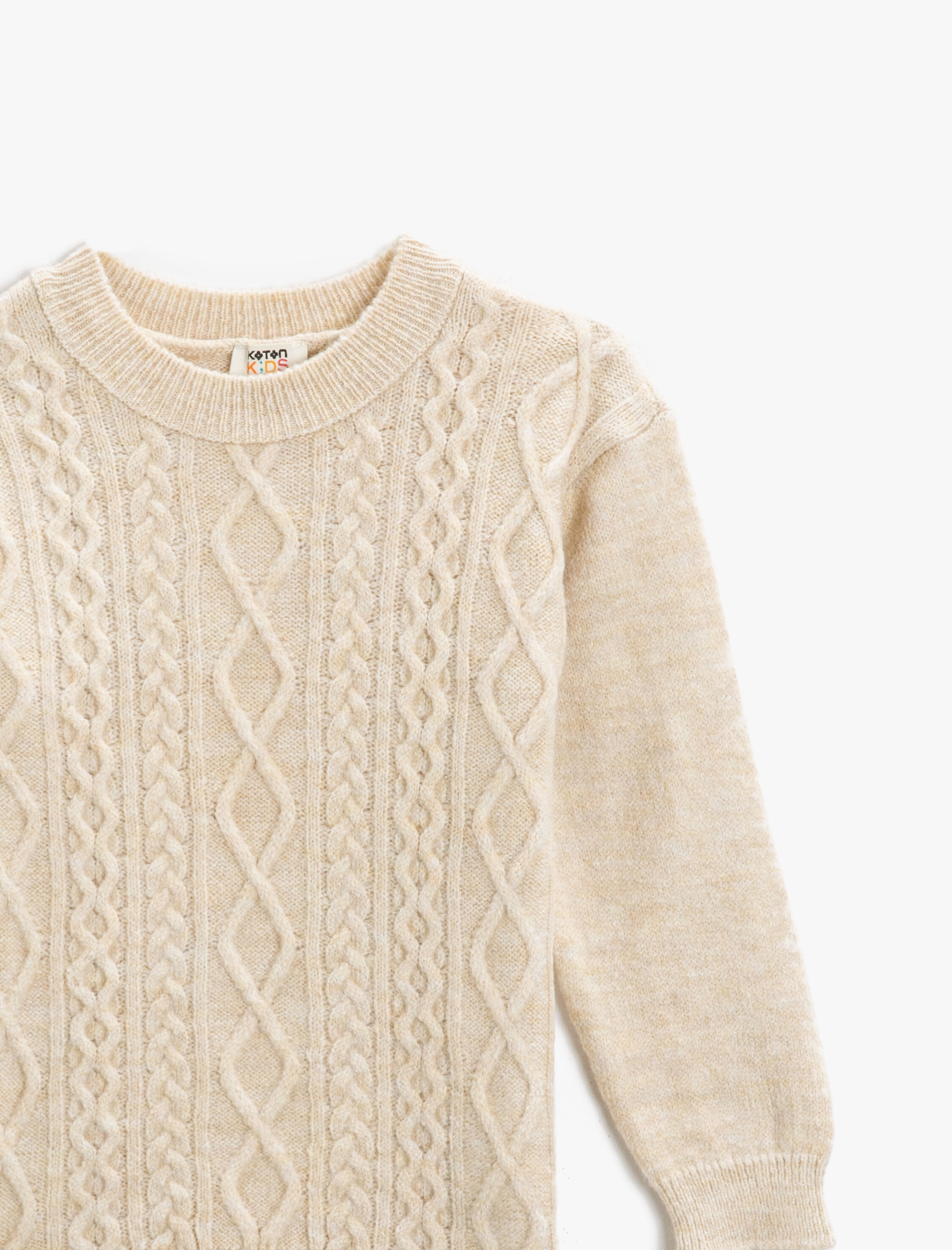  Kız Çocuk Örgü Desenli Triko Kazak Uzun Kollu Bisiklet Yaka