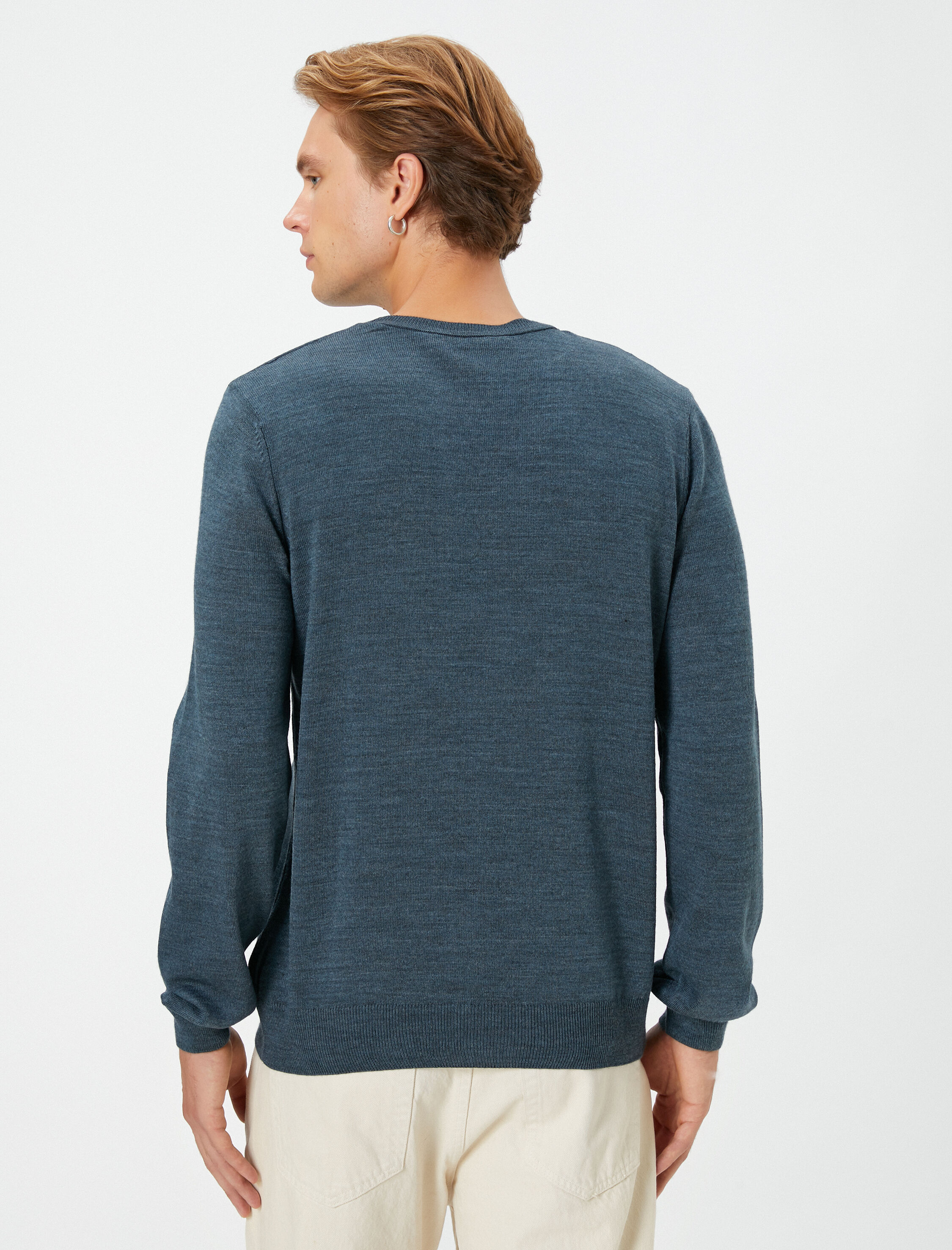   Basic Triko Kazak Bisiklet Yaka Dar Kesim Uzun Kollu