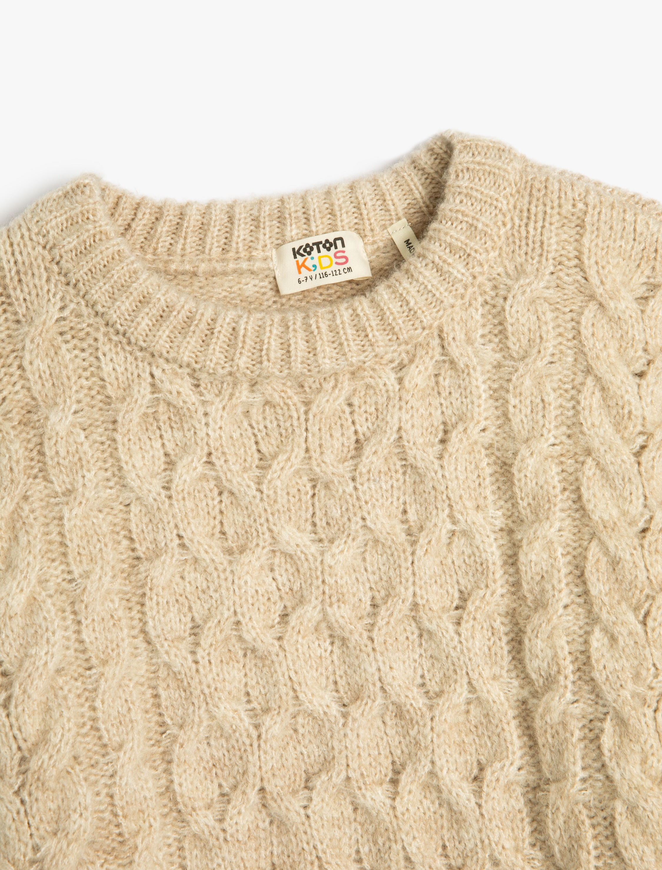  Kız Çocuk Kazak Saç Örgü Bisiklet Yaka Uzun Kollu Yumuşak Dokulu