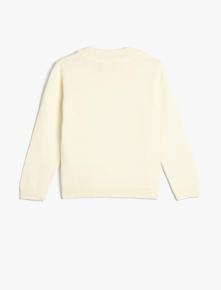 Kız Çocuk Kazak Triko Basic Uzun Kollu Yarım Dik Yaka