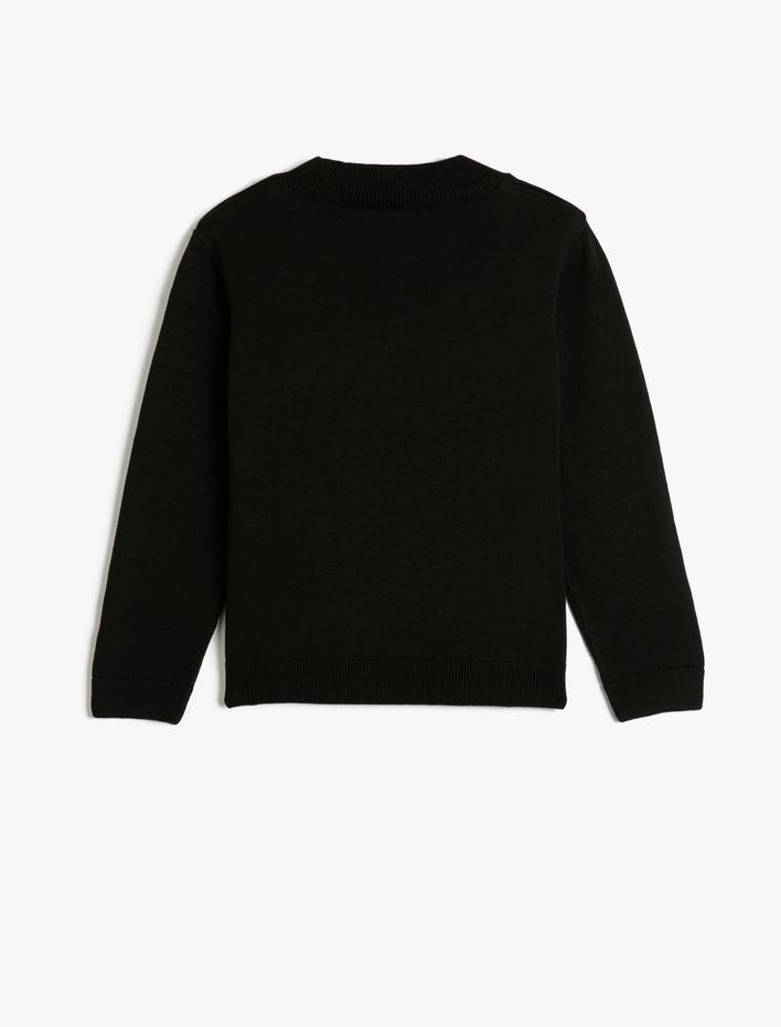 Kız Çocuk Kazak Triko Basic Uzun Kollu Yarım Dik Yaka