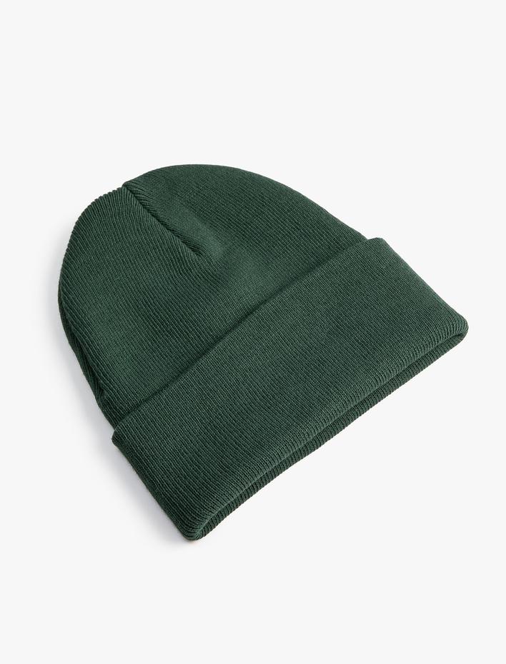 Erkek Akrilik Örgü Bere Köpek İşlemeli Katlama Detaylı