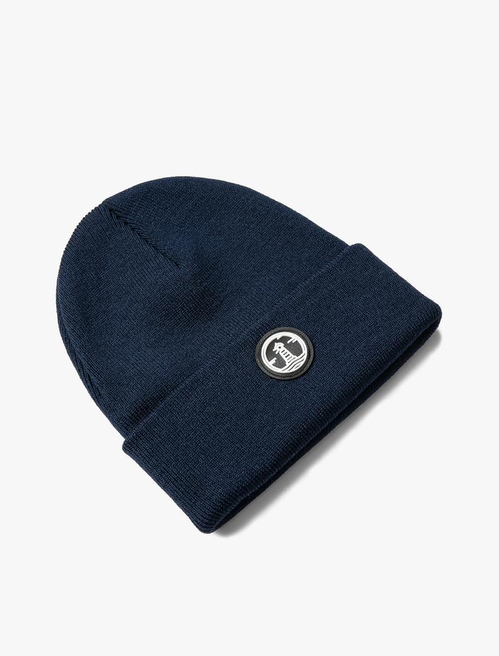 Erkek Akrilik Örgü Bere Etiket Detaylı Katlamalı