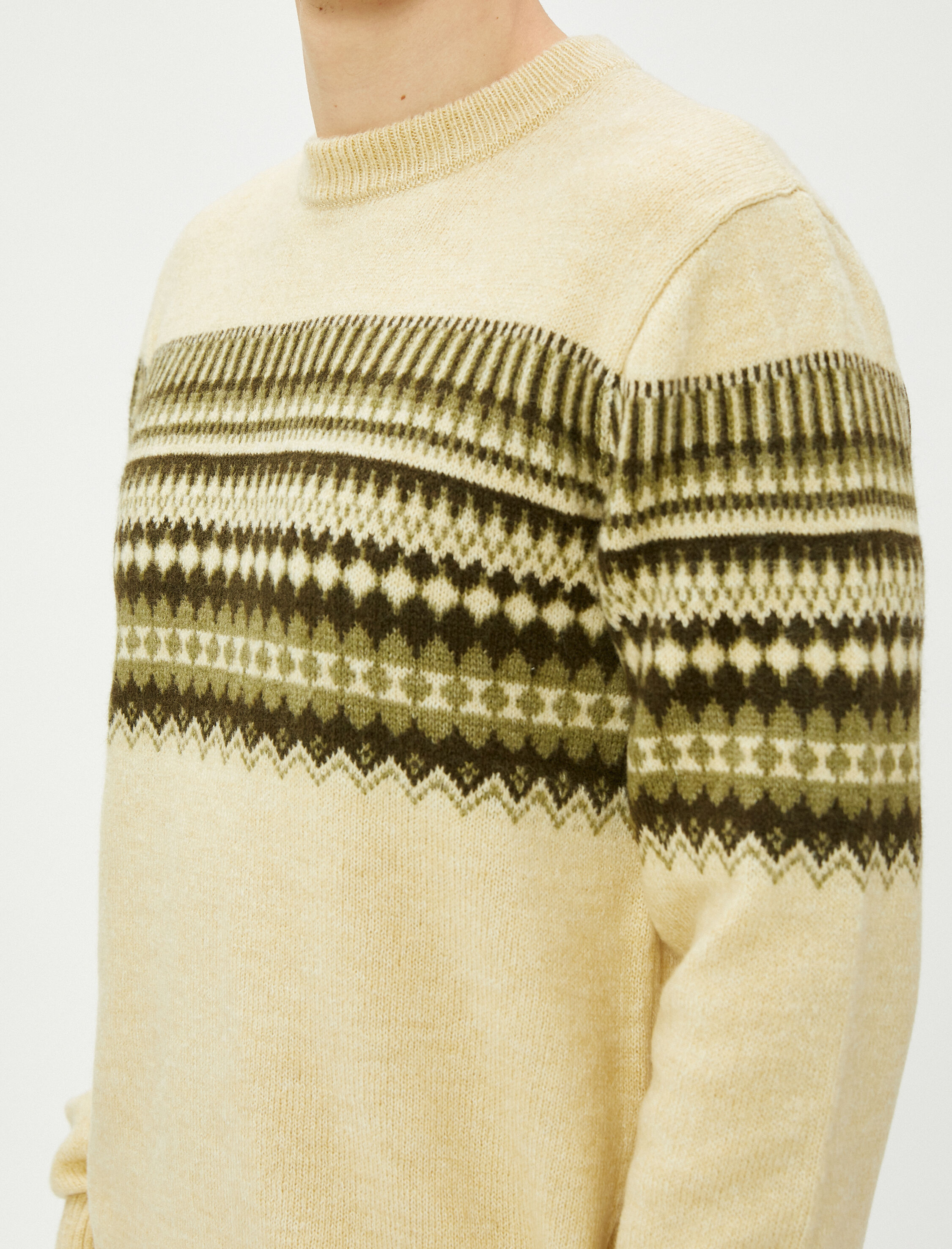   Bisiklet Yaka Kazak Akrilik Karışımlı Etnik Desenli