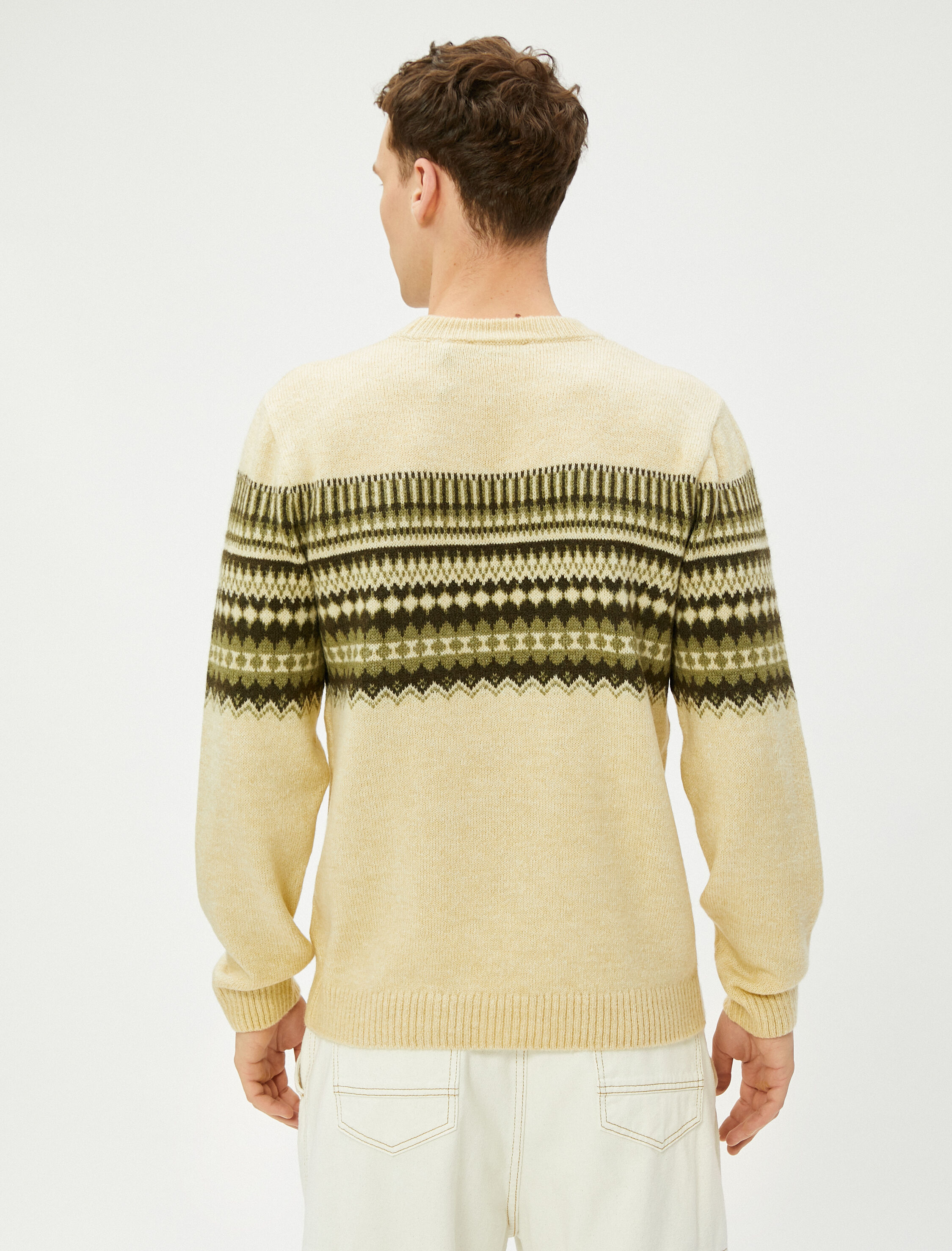   Bisiklet Yaka Kazak Akrilik Karışımlı Etnik Desenli