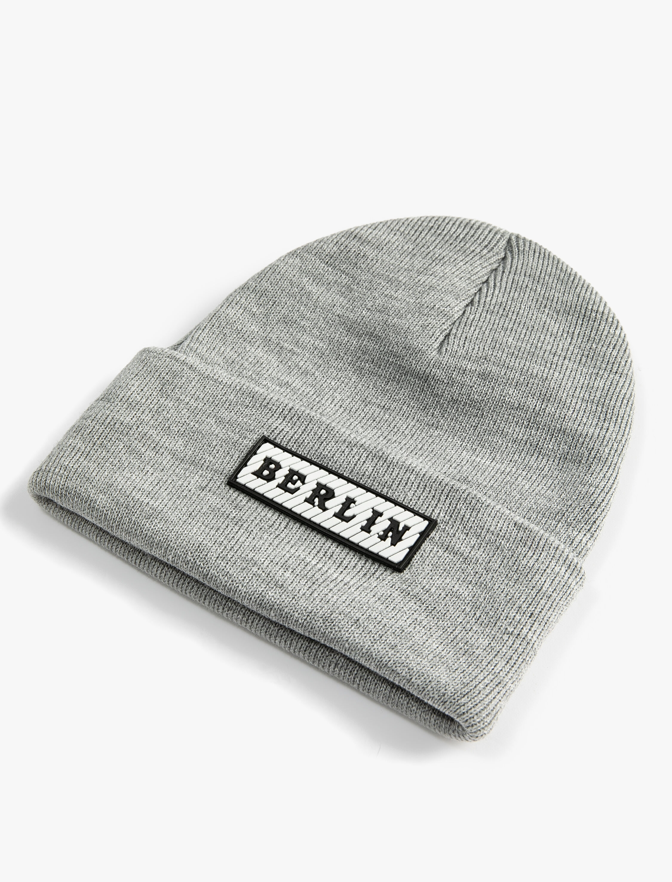  Erkek Akrilik Kolej Bere Etiket Baskılı Katlama Detaylı